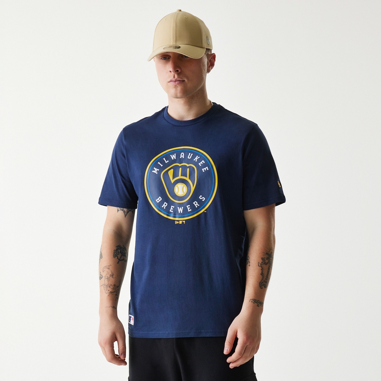 Milwaukee Brewers Team Logo New Era MLB T-Shirt Navy