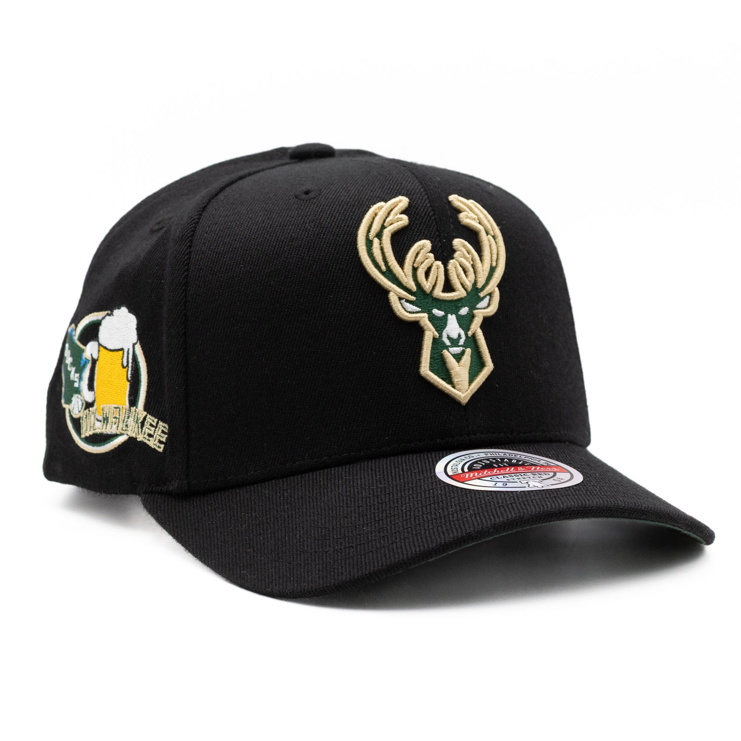 Milwaukee Bucks Custom Patch Classic Red Stretch Snapback Cap Schwarz