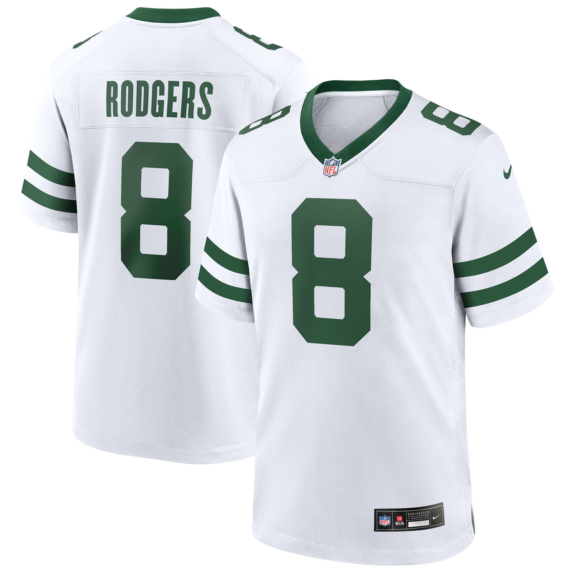 Aaron Rodgers #8 New York Jets Nike Game NFL Trikot Weiß