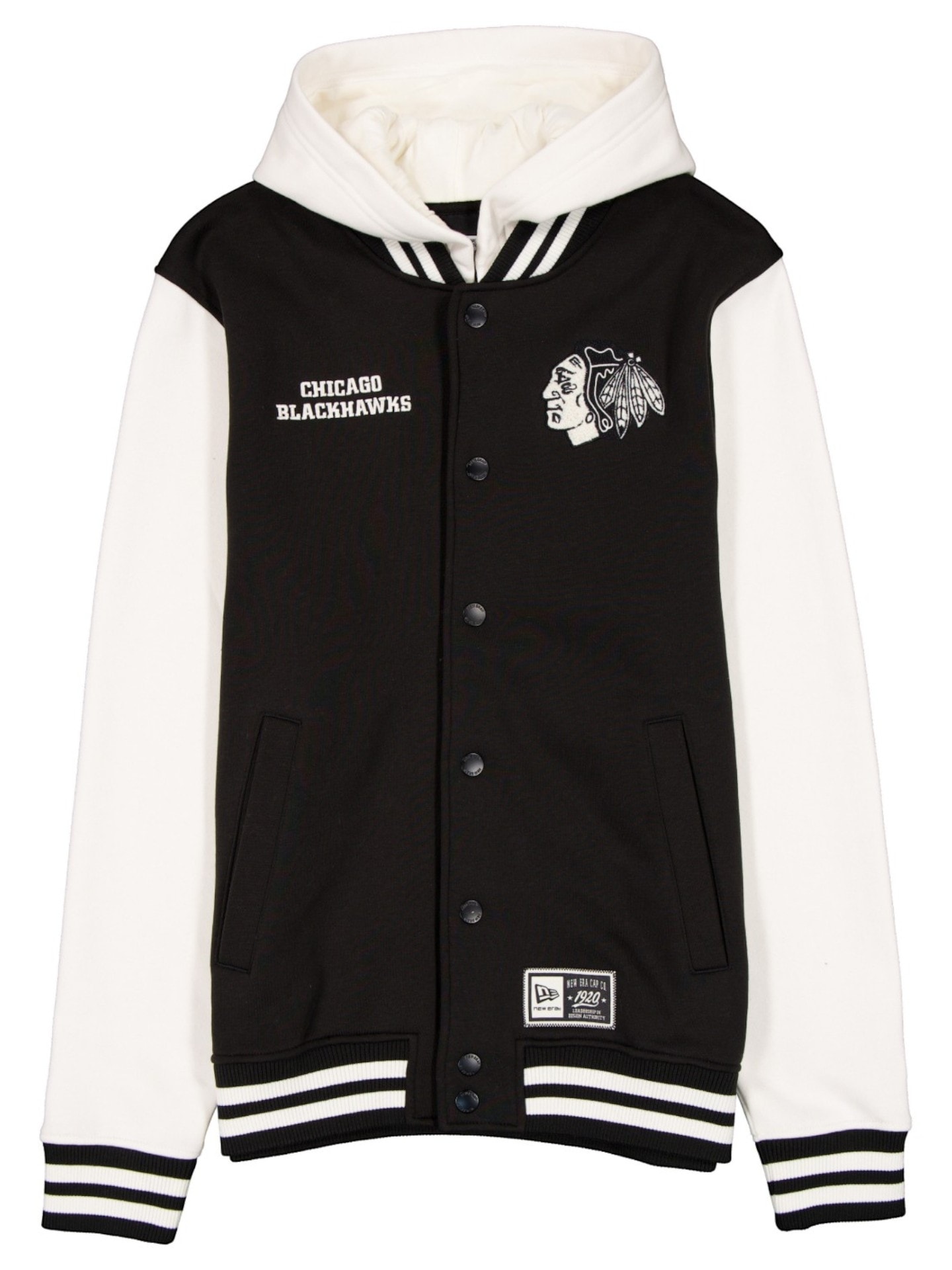 Chicago Blackhawks Letterman Hooded NHL Jacke Schwarz
