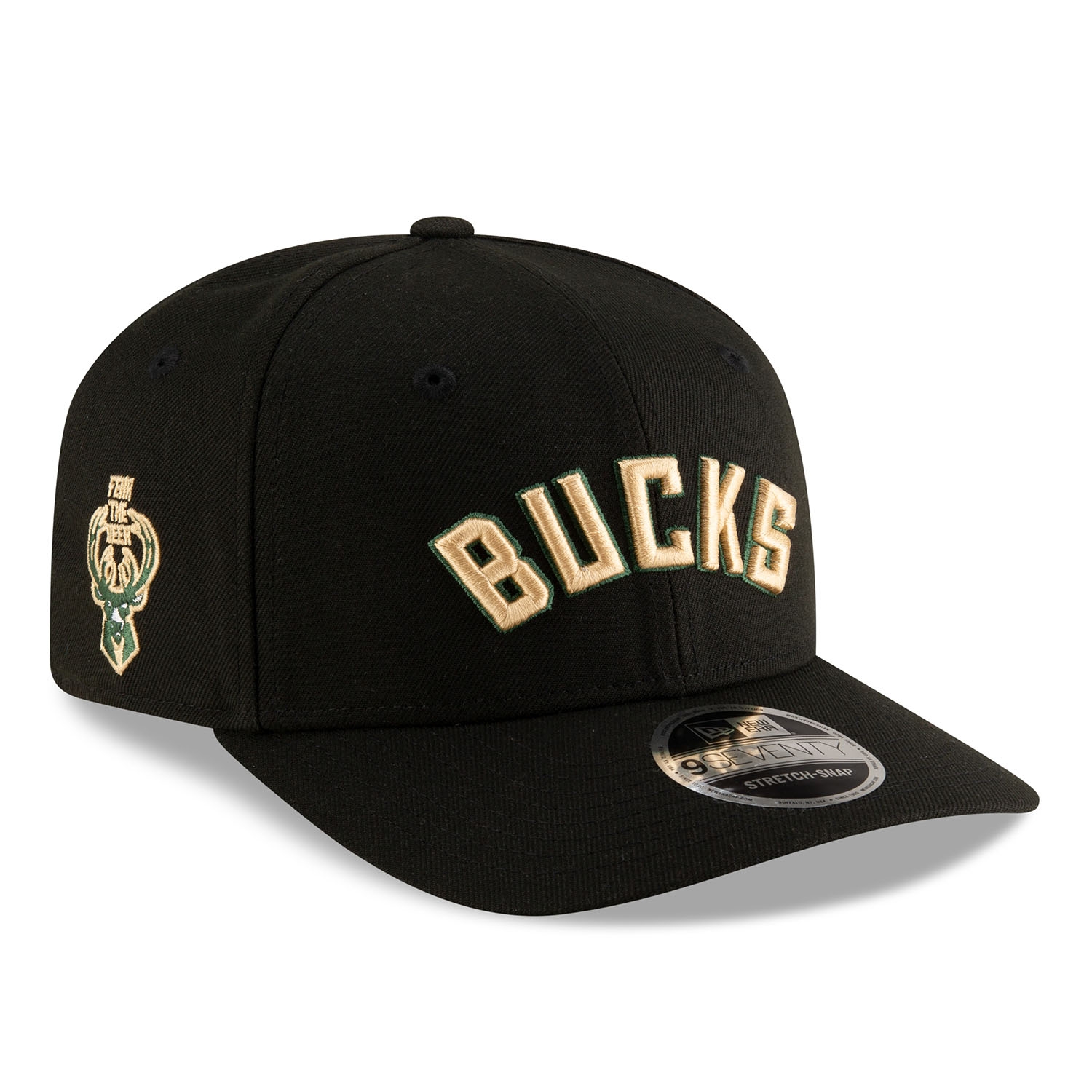 Milwaukee Bucks 2025-26 NBA Statement Stretch-Snap 9SEVENTY Cap Schwarz