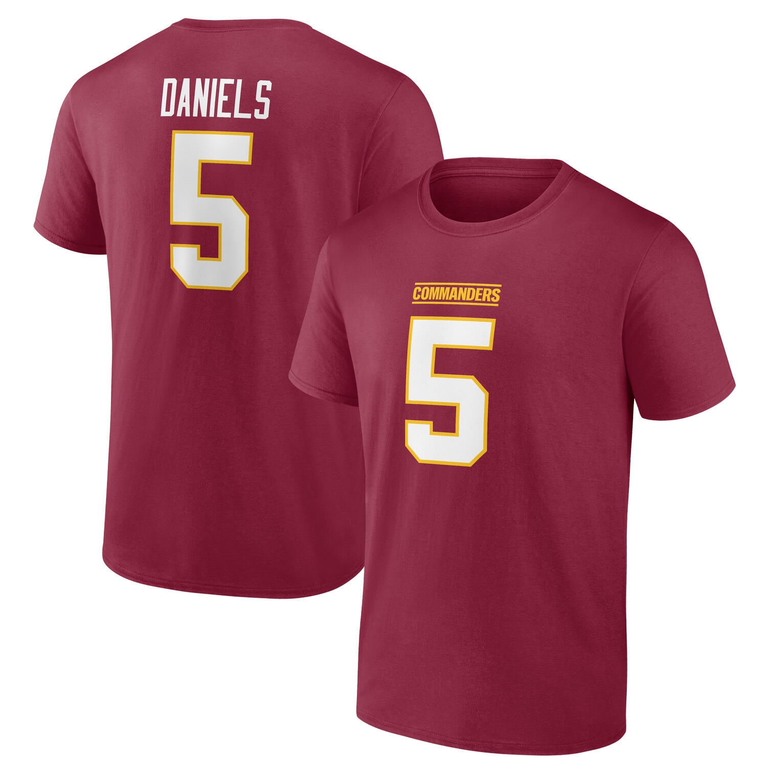 Jayden Daniels #5 Washington Commanders Player NFL T-Shirt Rot