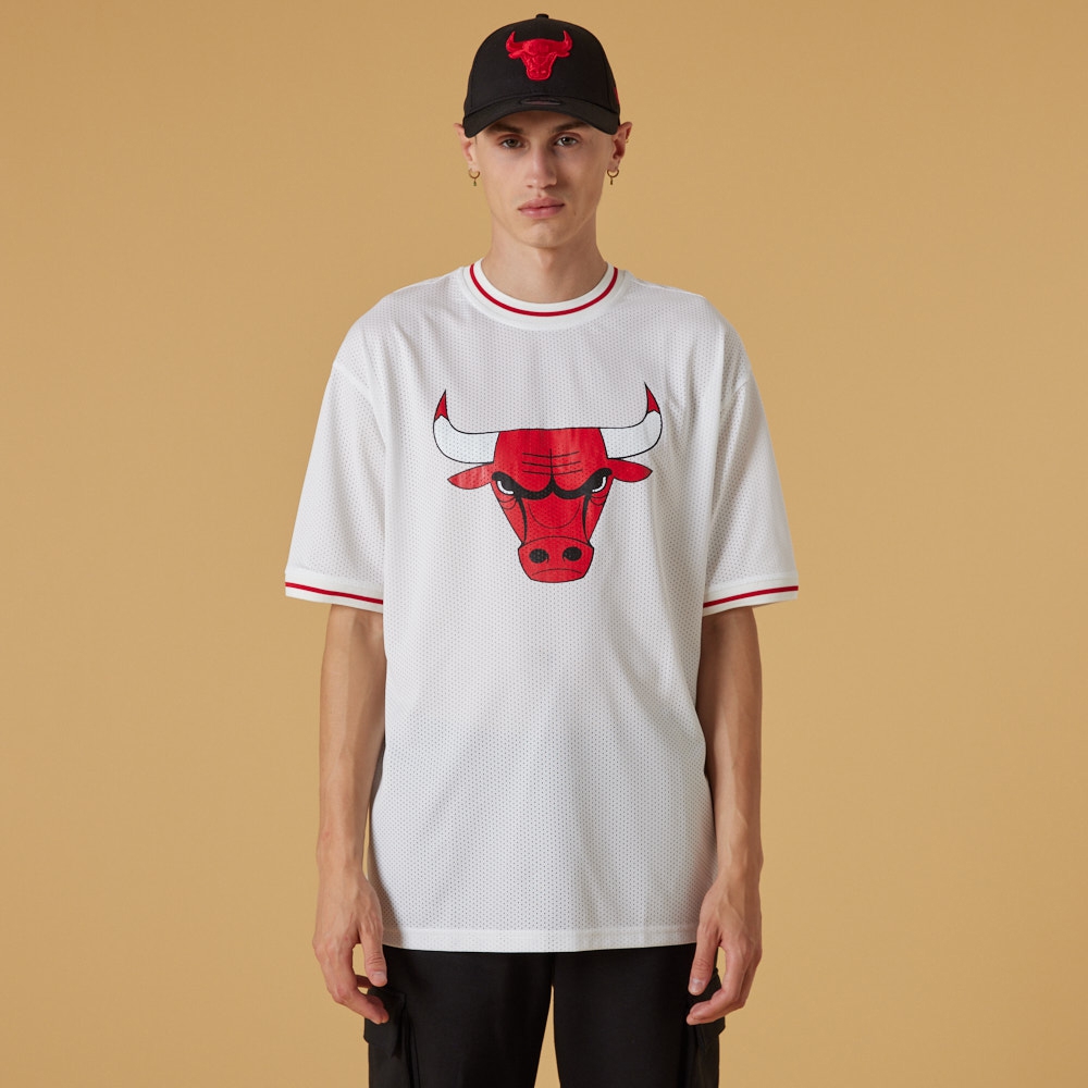 Chicago Bulls Logo Oversized New Era Mesh NBA T-Shirt Weiß