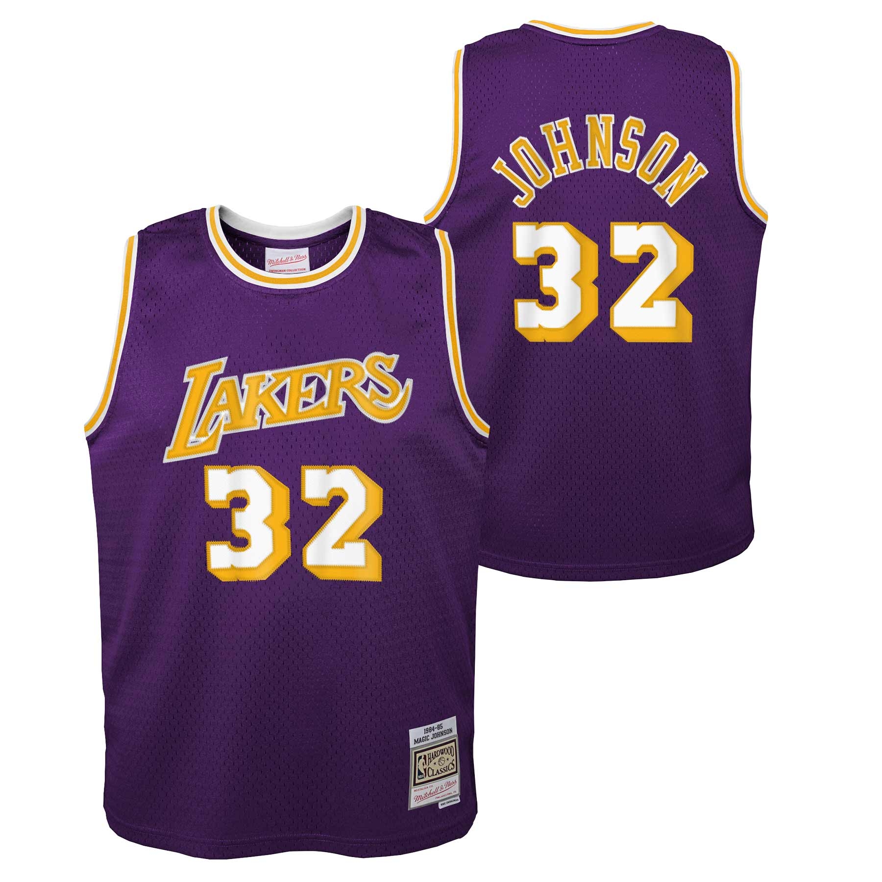 Magic Johnson #32 Los Angeles Lakers 1984-85 Youth Swingman NBA Trikot Lila (YOUTH)