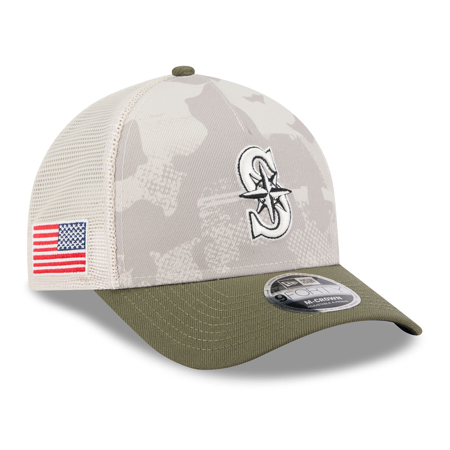 Seattle Mariners 2025 MLB Armed Forces 9FORTY M-Crown A-Frame Snapback Cap