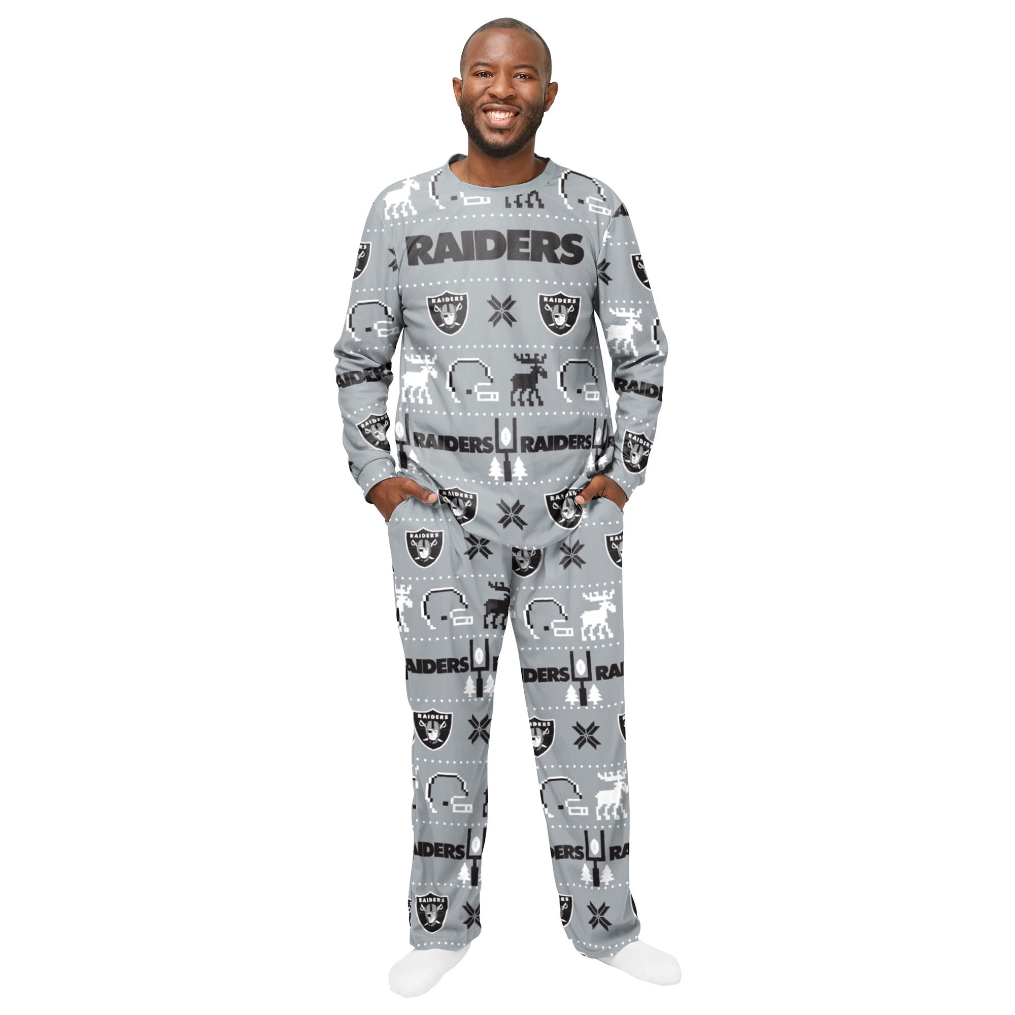 Las Vegas Raiders NFL Holiday Pajamas Set (2-Piece)