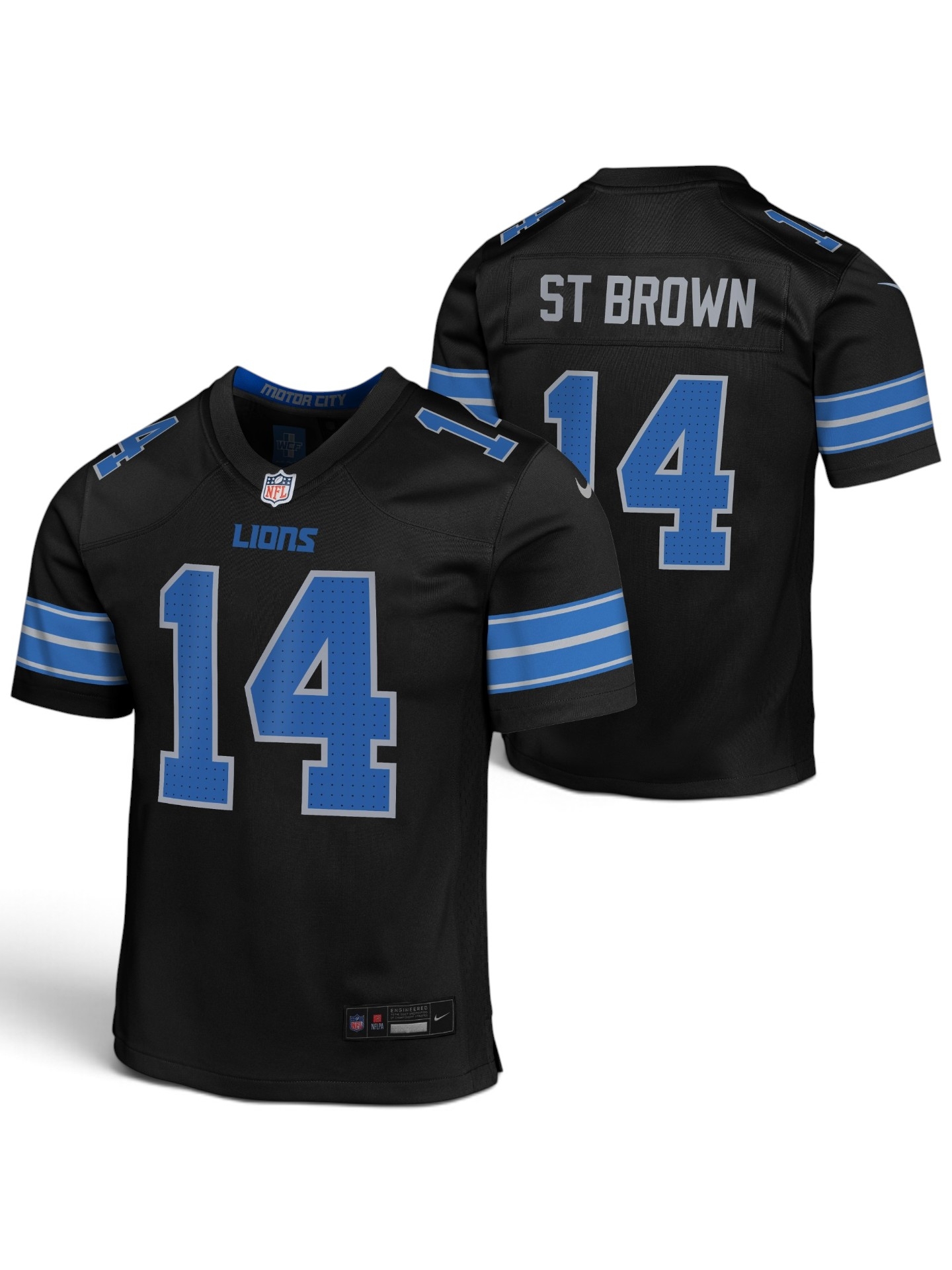 Amon-Ra St. Brown #14 Detroit Lions Game NFL Trikot Schwarz (YOUTH)