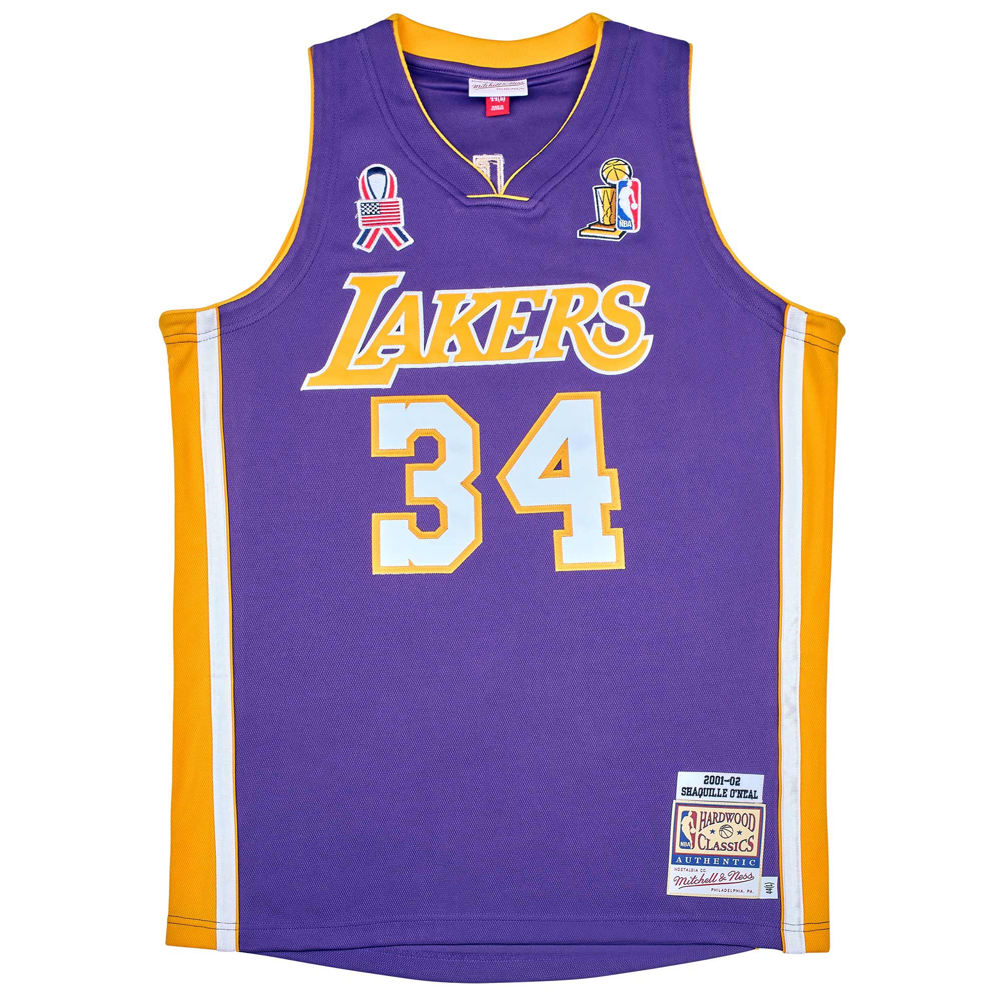Shaquille O'Neal #34 Los Angeles Lakers 2001-02 Mitchell & Ness Authentic NBA Trikot Lila