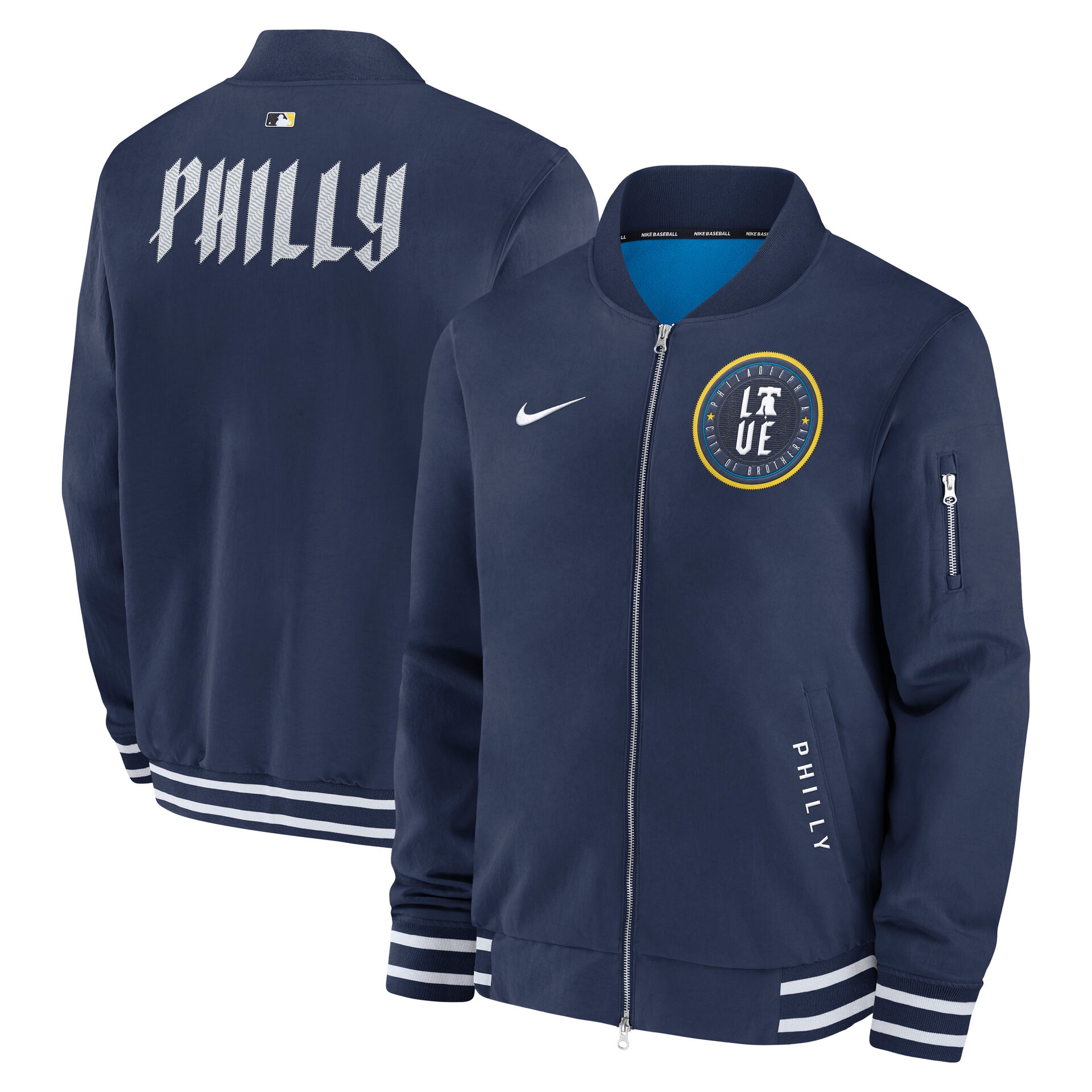 Philadelphia Phillies City Connect 2026 MLB Authentic Dugout Bomber Jacke Navy