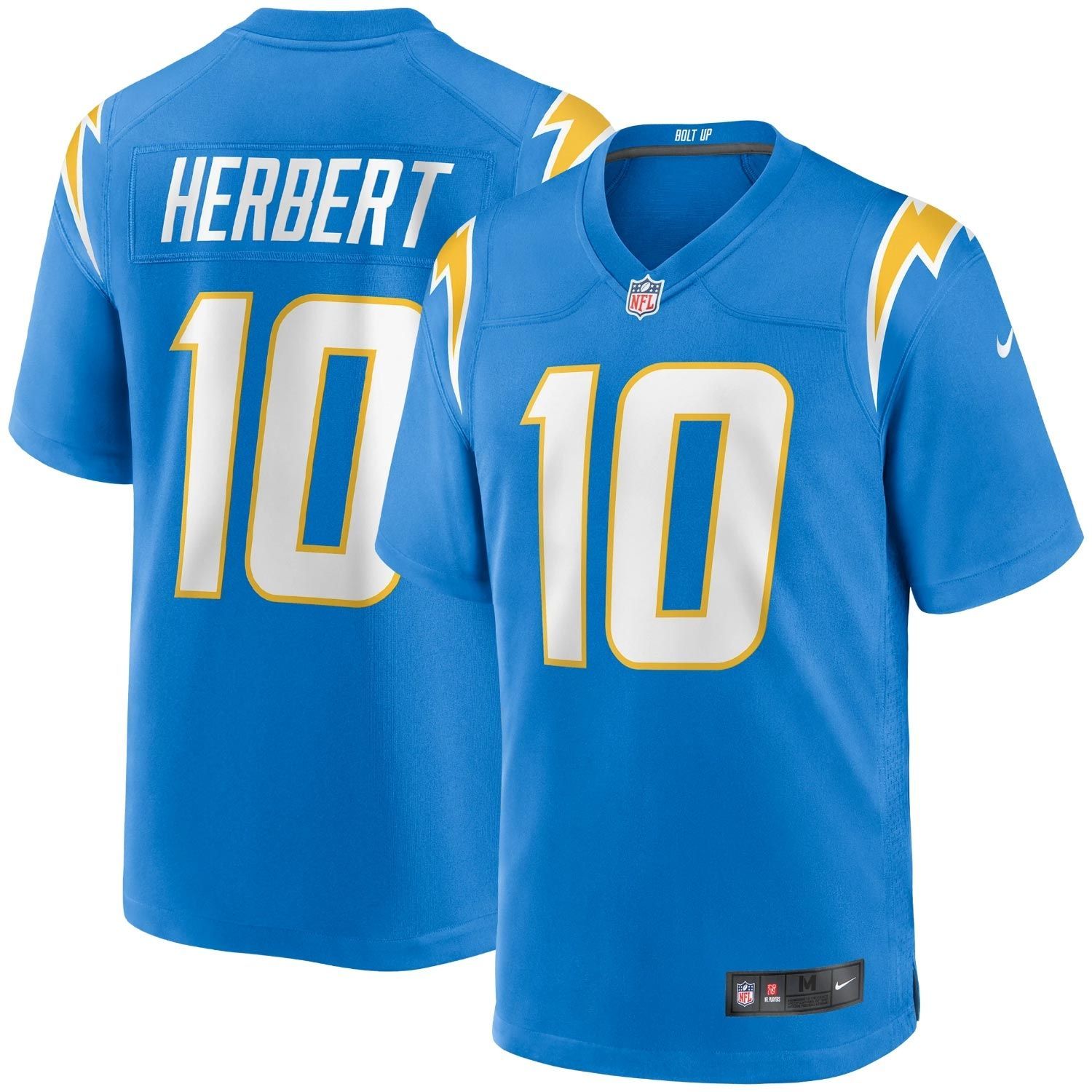 Justin Herbert #10 Los Angeles Chargers Nike Game NFL Trikot Powder Blue
