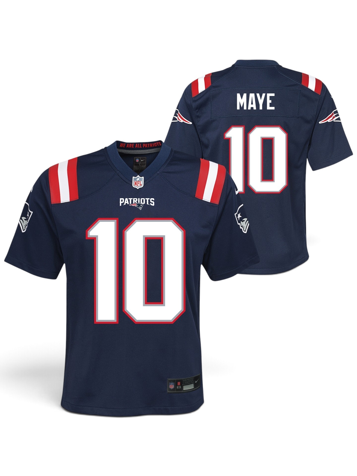 Drake Maye #10 New England Patriots Game NFL Trikot Navy (YOUTH)