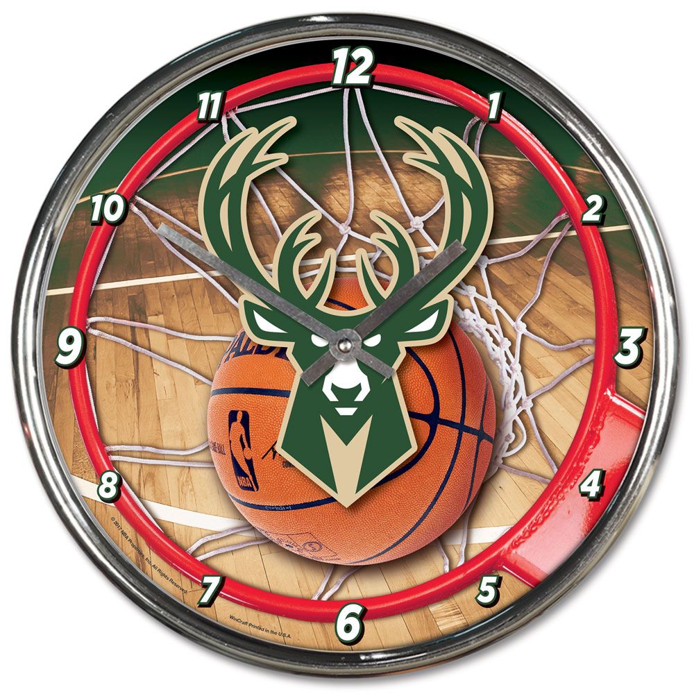 Milwaukee Bucks WinCraft Chrome NBA Wanduhr