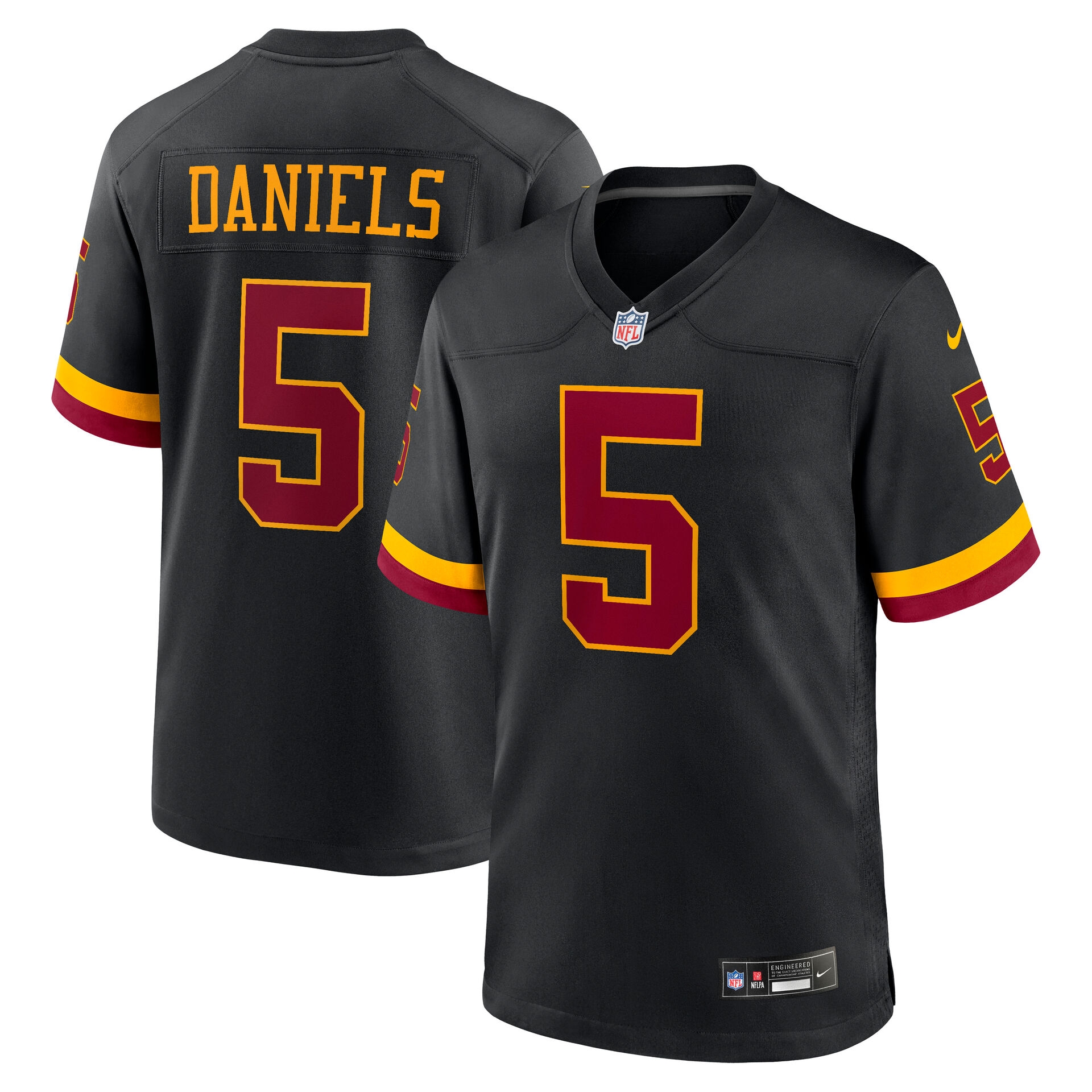 Jayden Daniels #5 Washington Commanders 2026 Game NFL Trikot Alternate Schwarz
