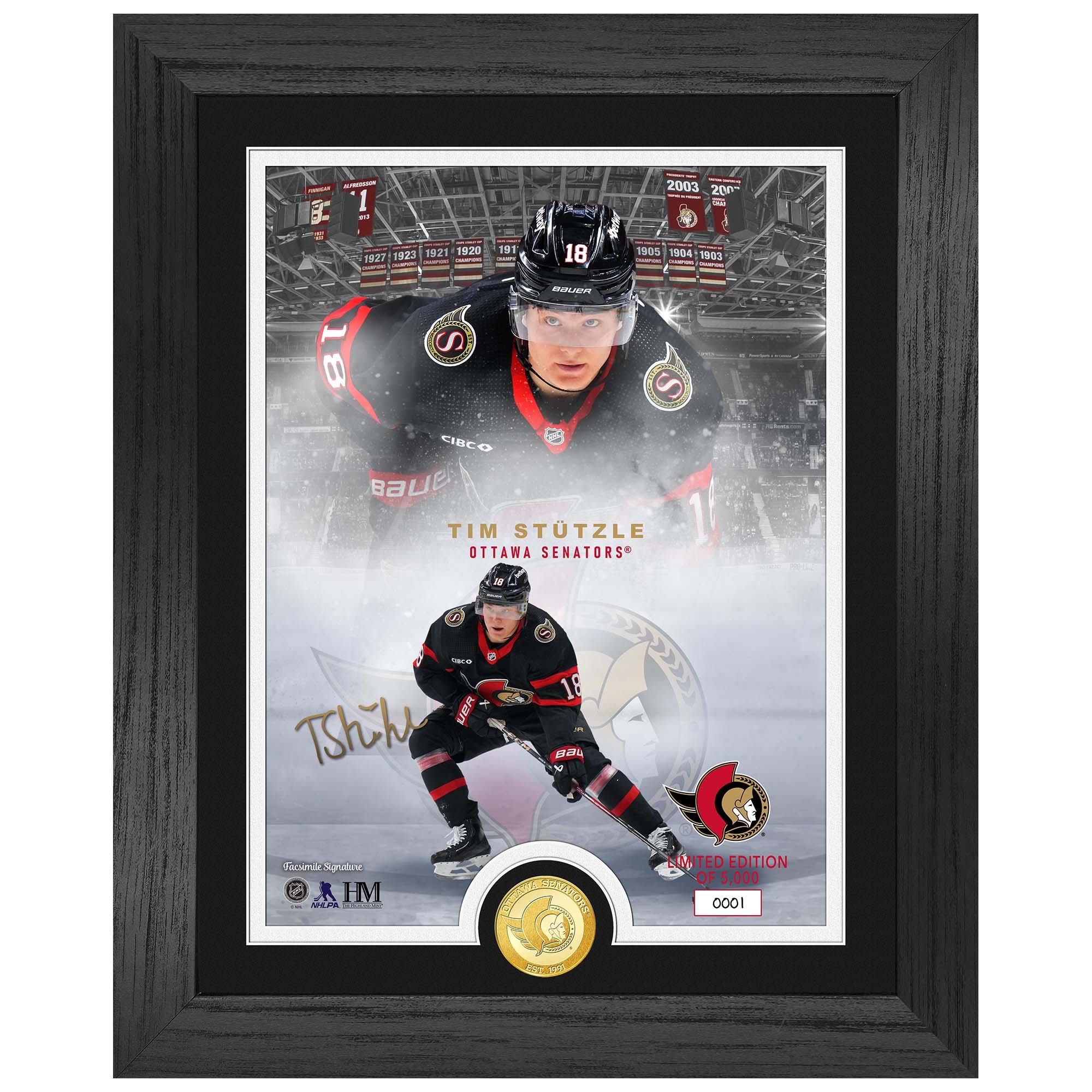 Tim Stützle Ottawa Senators Bronze Coin Gerahmtes NHL Bild