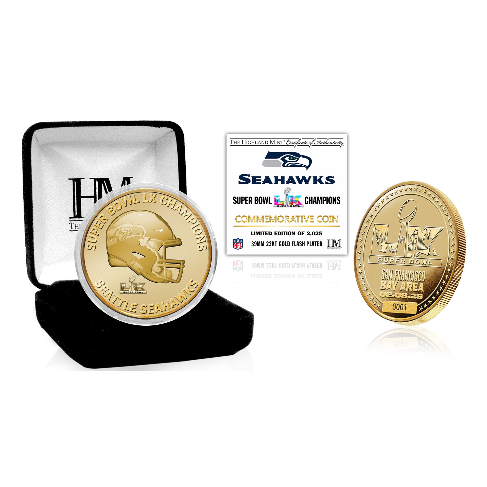 Seattle Seahawks Super Bowl LX Gold Gedenkmünze