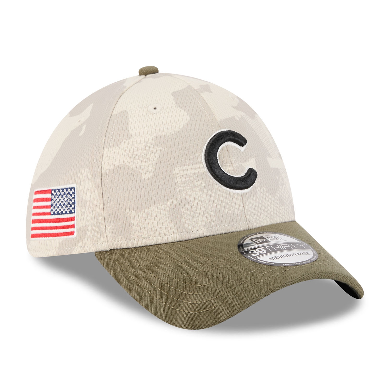 Chicago Cubs 2025 MLB Armed Forces New Era 39THIRTY Flex Cap