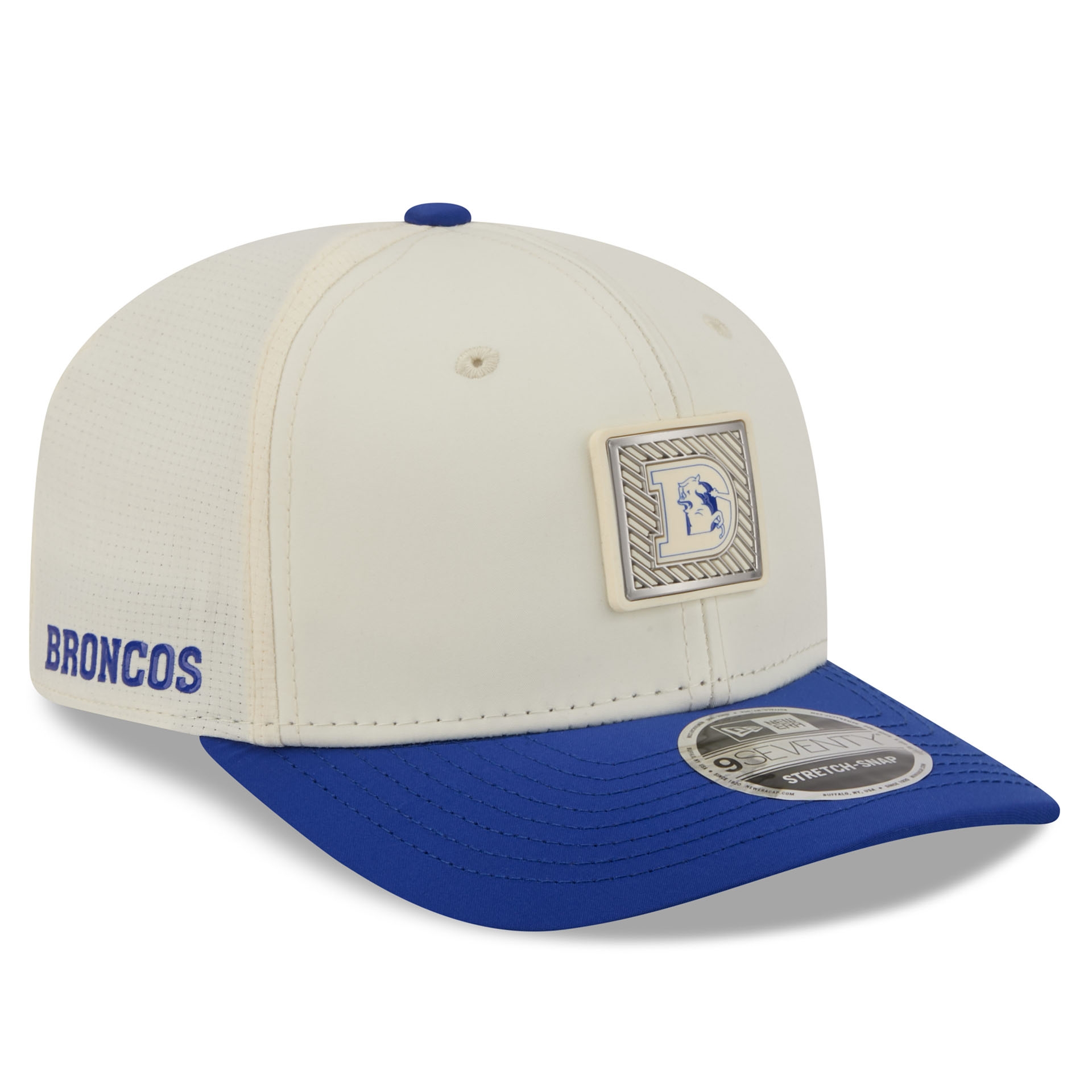 Denver Broncos 2026 NFL Training Camp Historic Logo 9SEVENTY Stretch-Snap Cap Cream/Blue