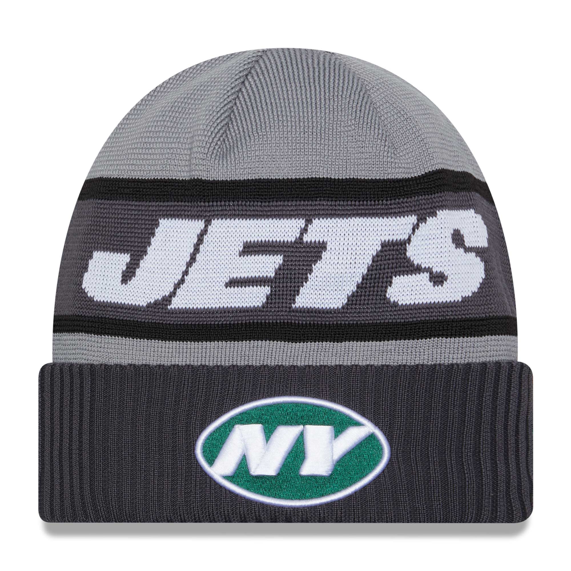 New York Jets 2023 NFL Sideline New Era Tech Knit Beanie Grau
