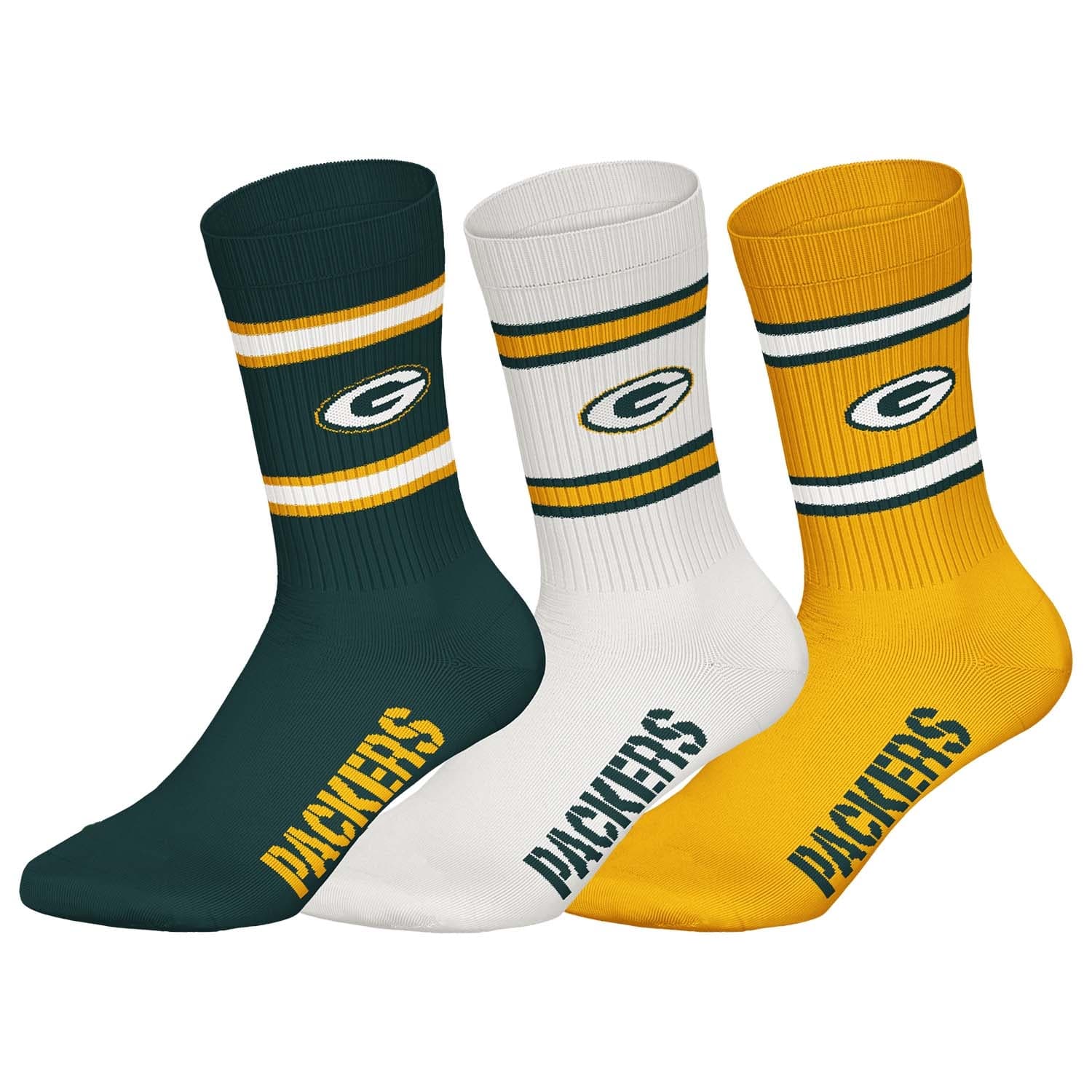 Green Bay Packers Team Set NFL Crew Socks (3-Pack)