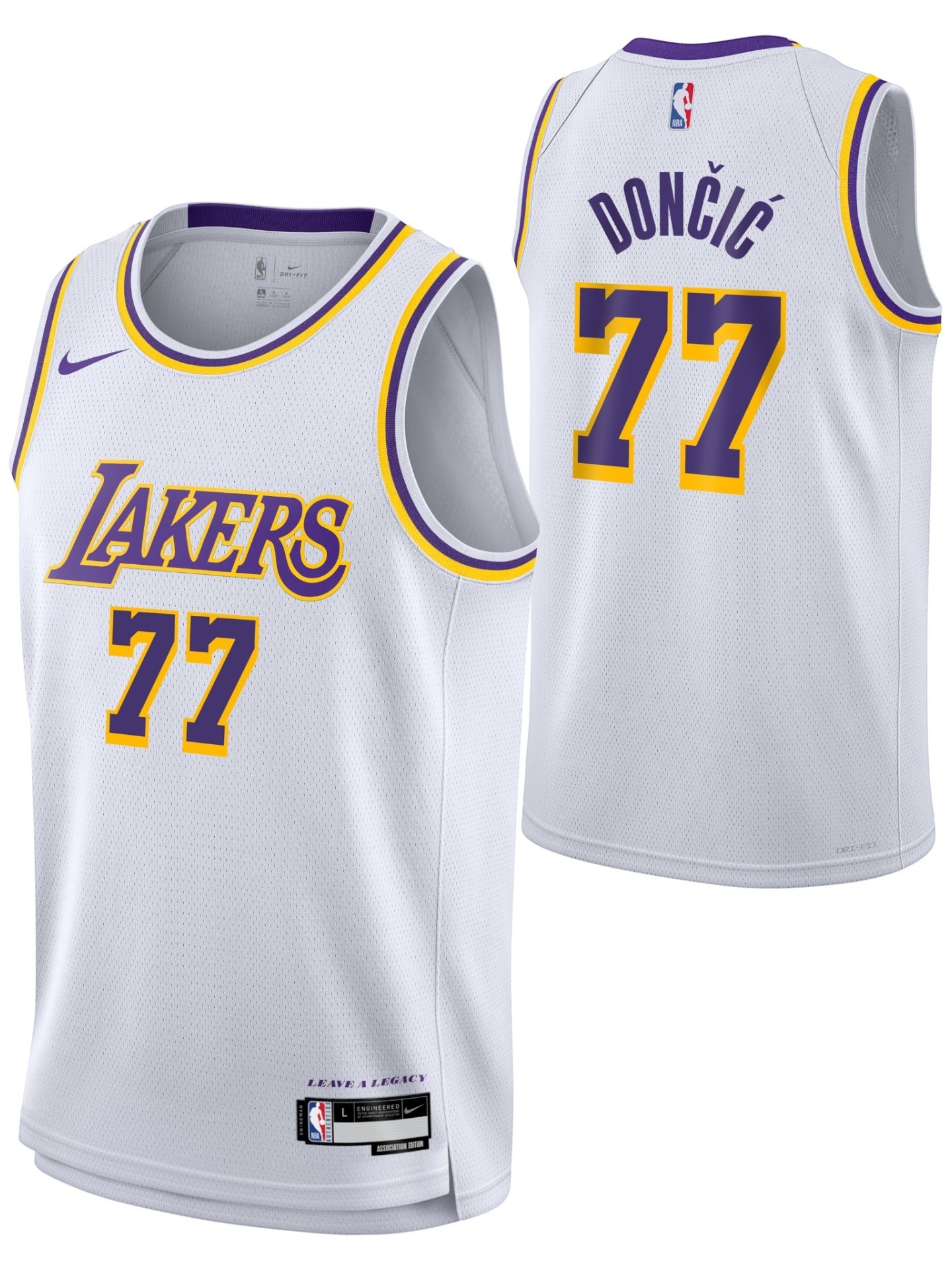 Luka Dončić #77 Los Angeles Lakers Association Swingman NBA Trikot Weiß (YOUTH)