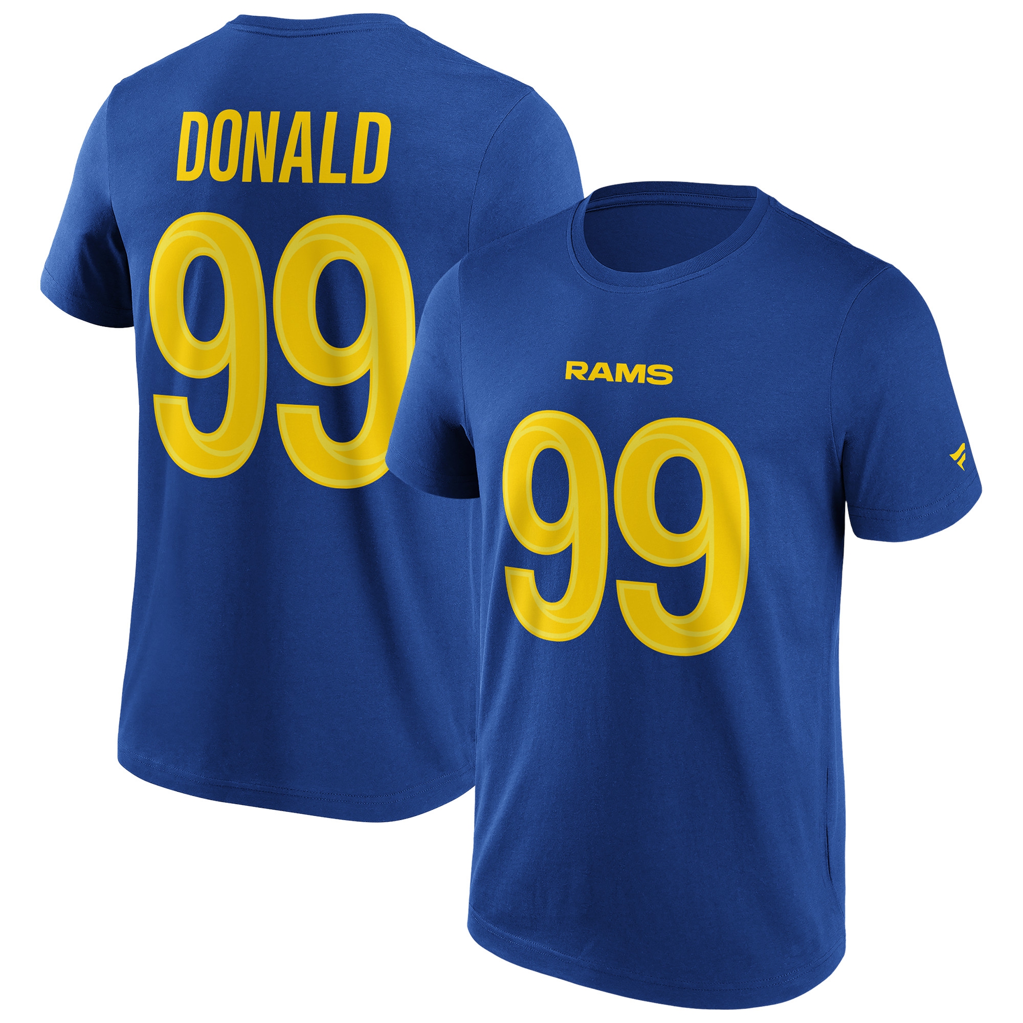 Aaron Donald #99 Los Angeles Rams Iconic Player NFL T-Shirt Blau