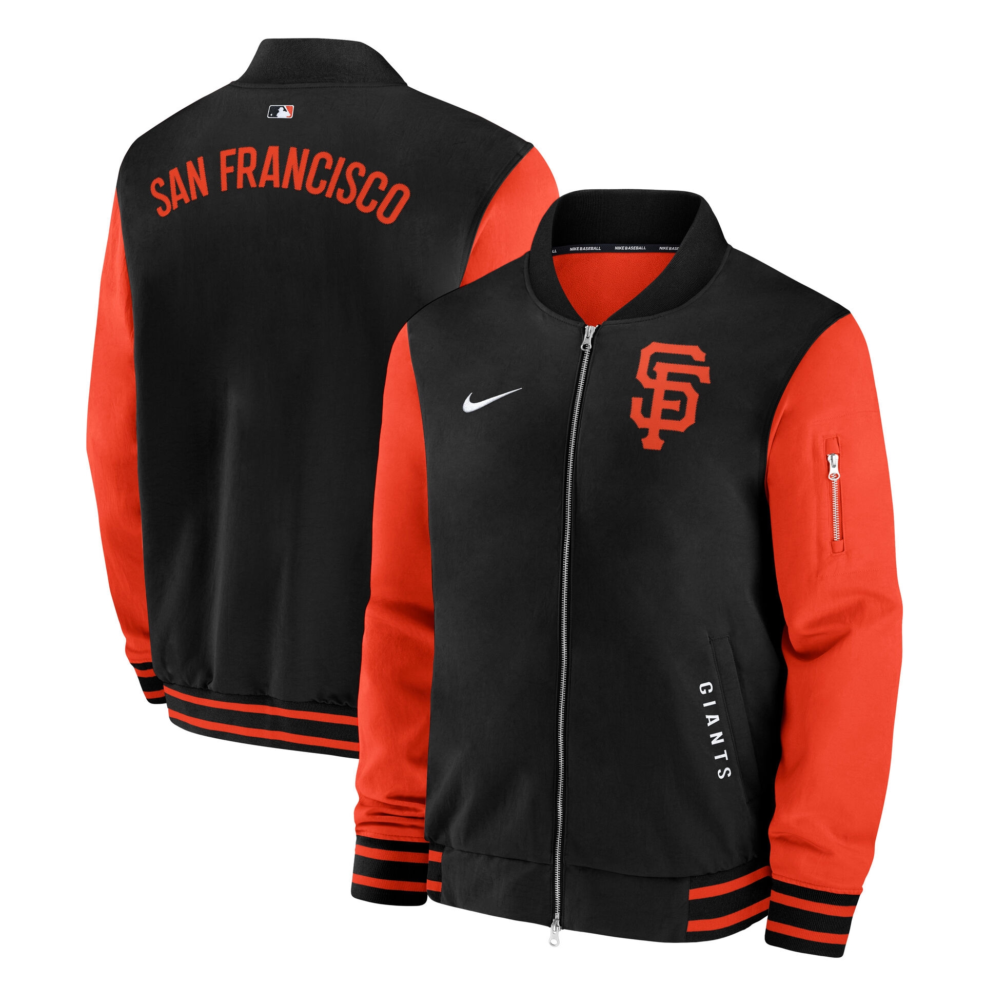 San Francisco Giants 2026 MLB Authentic Dugout Bomber Jacke Schwarz