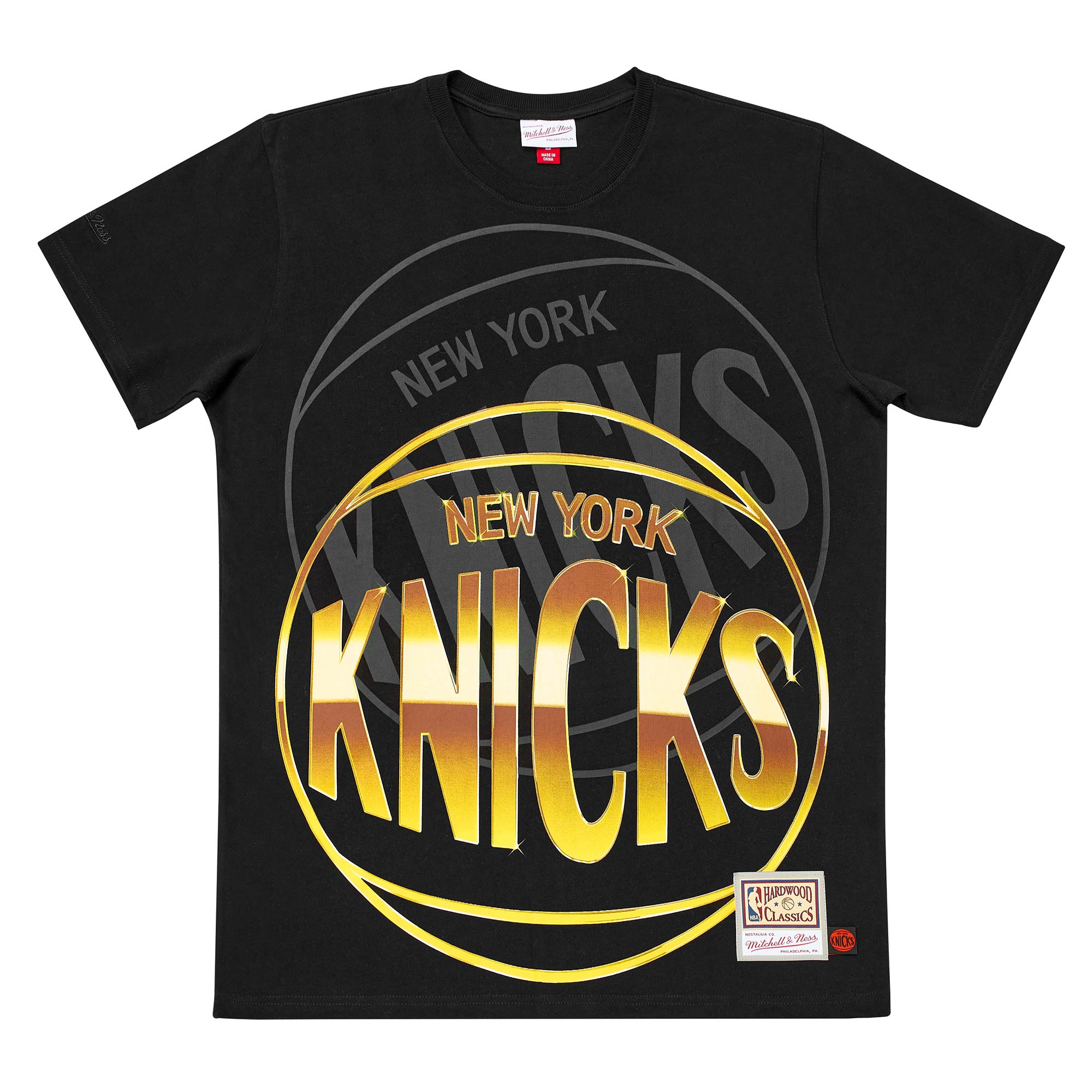 New York Knicks Big Face 4.0 Heavyweight Mitchell & Ness NBA T-Shirt Schwarz