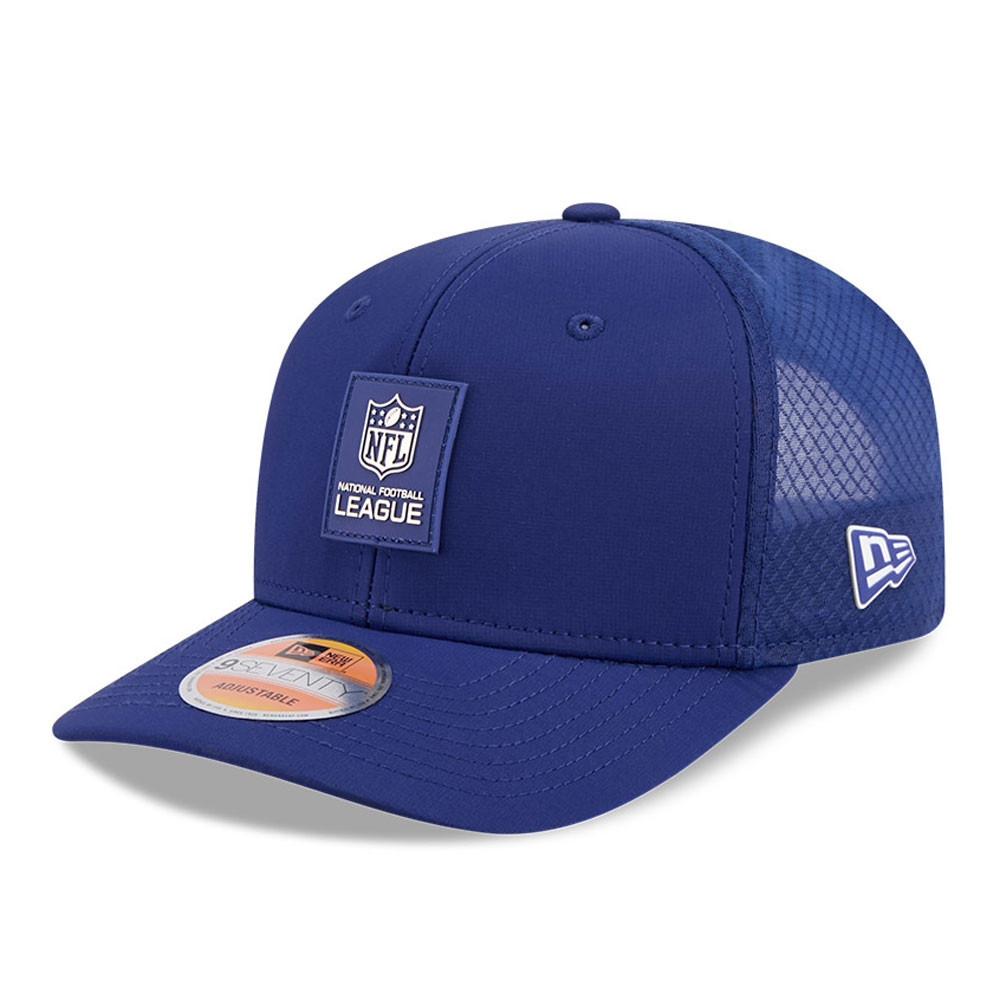 NFL Shield 2025 NFL On-Field Sideline 9SEVENTY Trucker Snapback Cap Blue