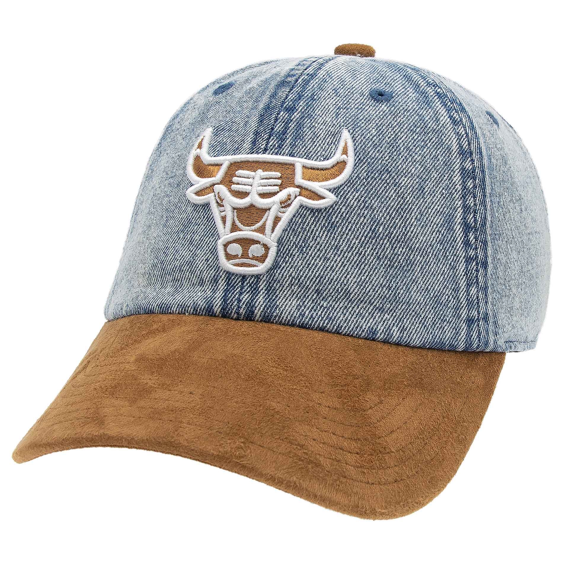 Chicago Bulls Denim Suede 1904 Strapback NBA Cap Blau/Braun