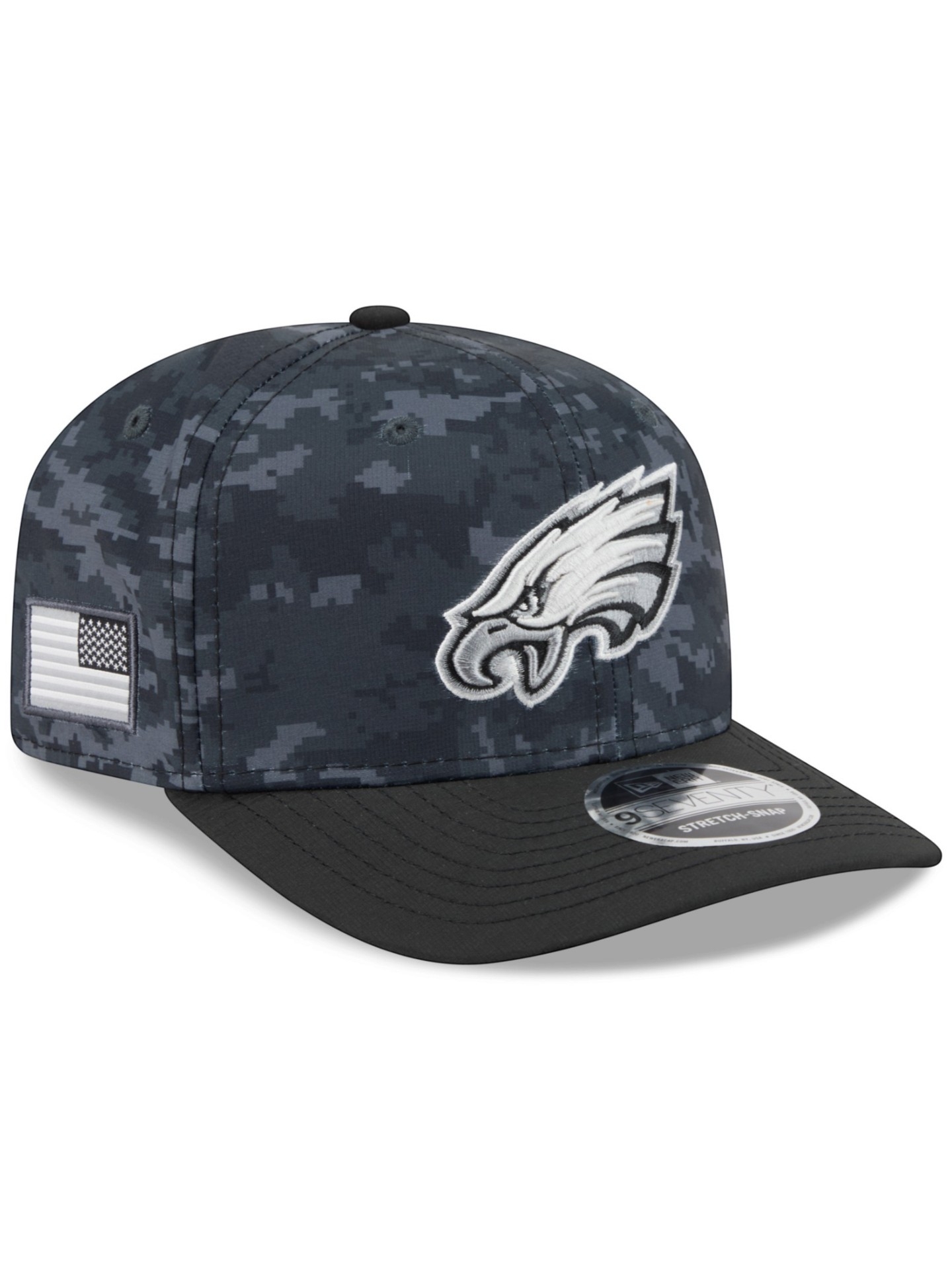 Philadelphia Eagles 2026 NFL Salute to Service 9SEVENTY Stretch-Snap Cap Black