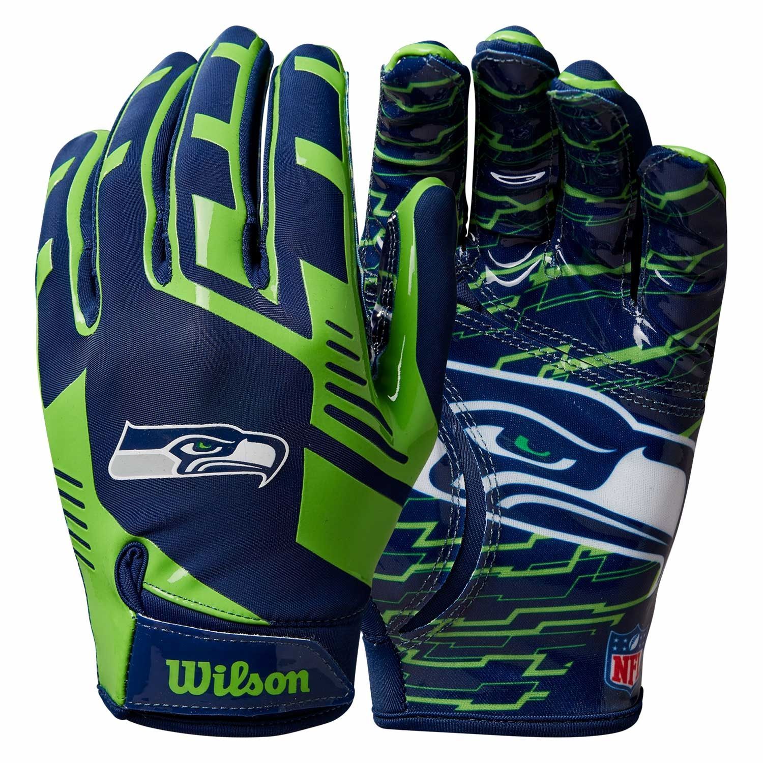 Seattle Seahawks Wilson Youth Stretch-Fit NFL Receivers Handschuhe (KINDER)