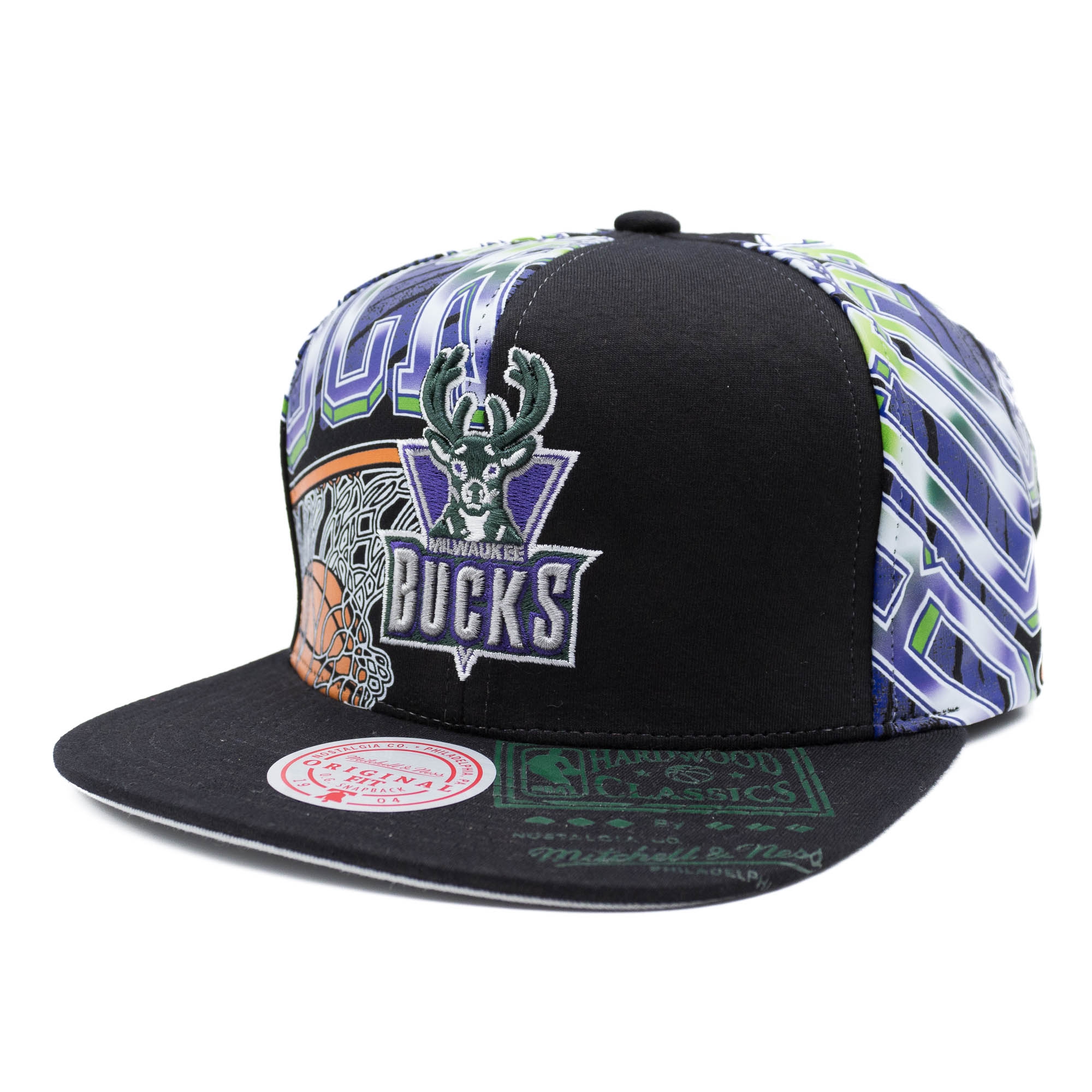 Milwaukee Bucks Shirt Remix Mitchell & Ness Snapback NBA Cap Schwarz