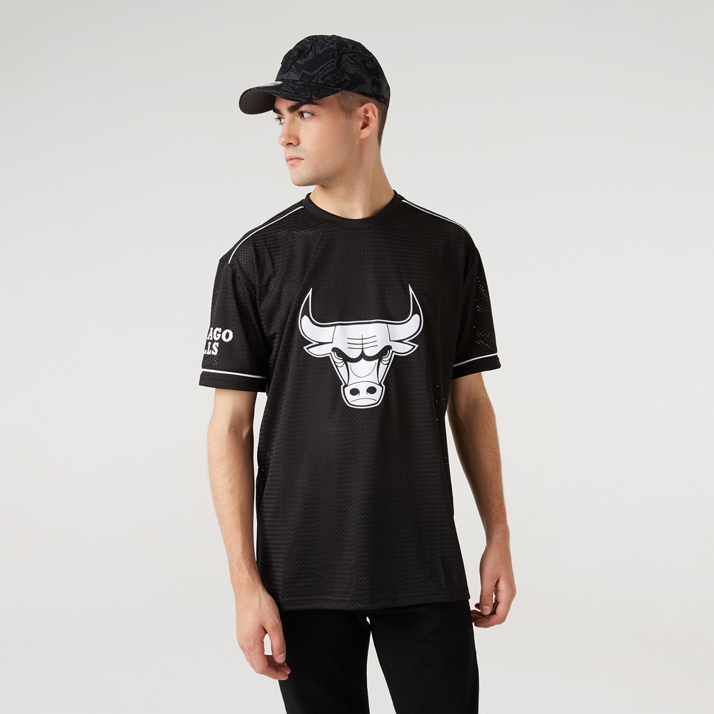 Chicago Bulls Oversized New Era Mesh NBA Fantrikot Schwarz