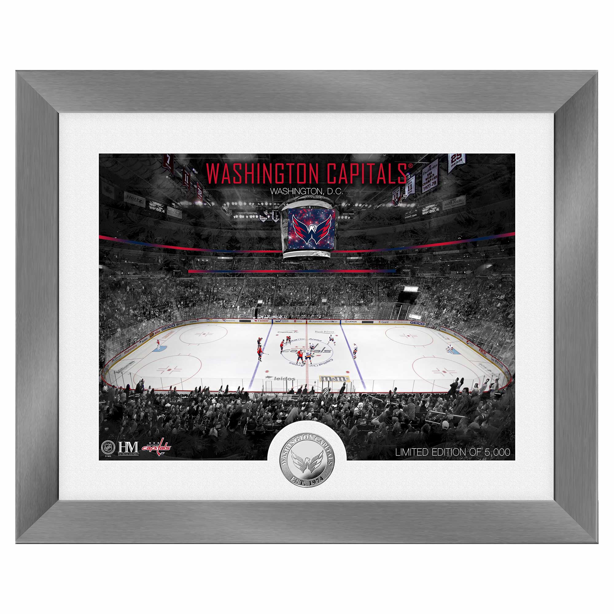 Washington Capitals Art Deco Stadium Silver Coin Framed NHL Photo