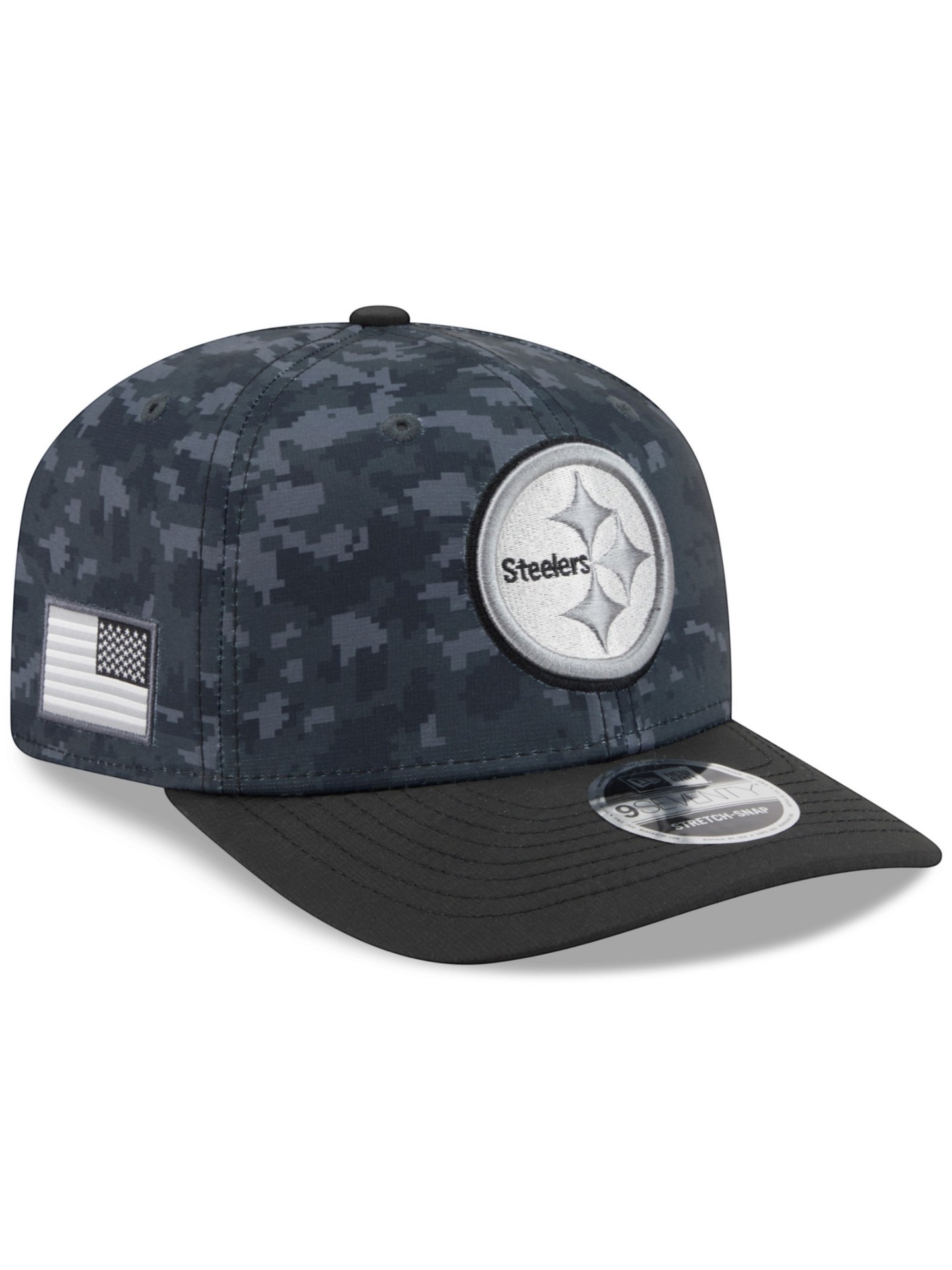 Pittsburgh Steelers 2026 NFL Salute to Service 9SEVENTY Stretch-Snap Cap Black