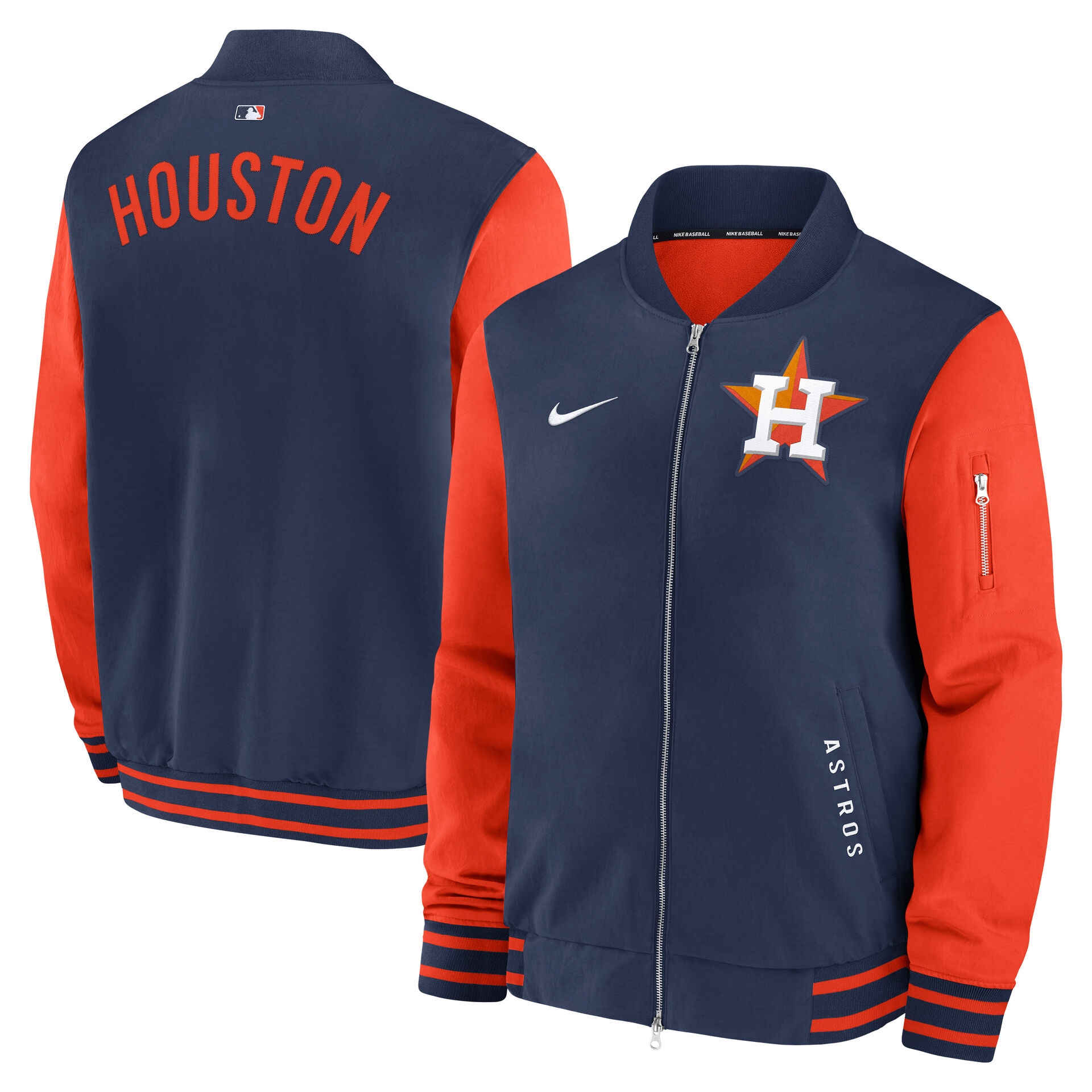 Houston Astros 2026 MLB Authentic Dugout Bomber Jacke Navy