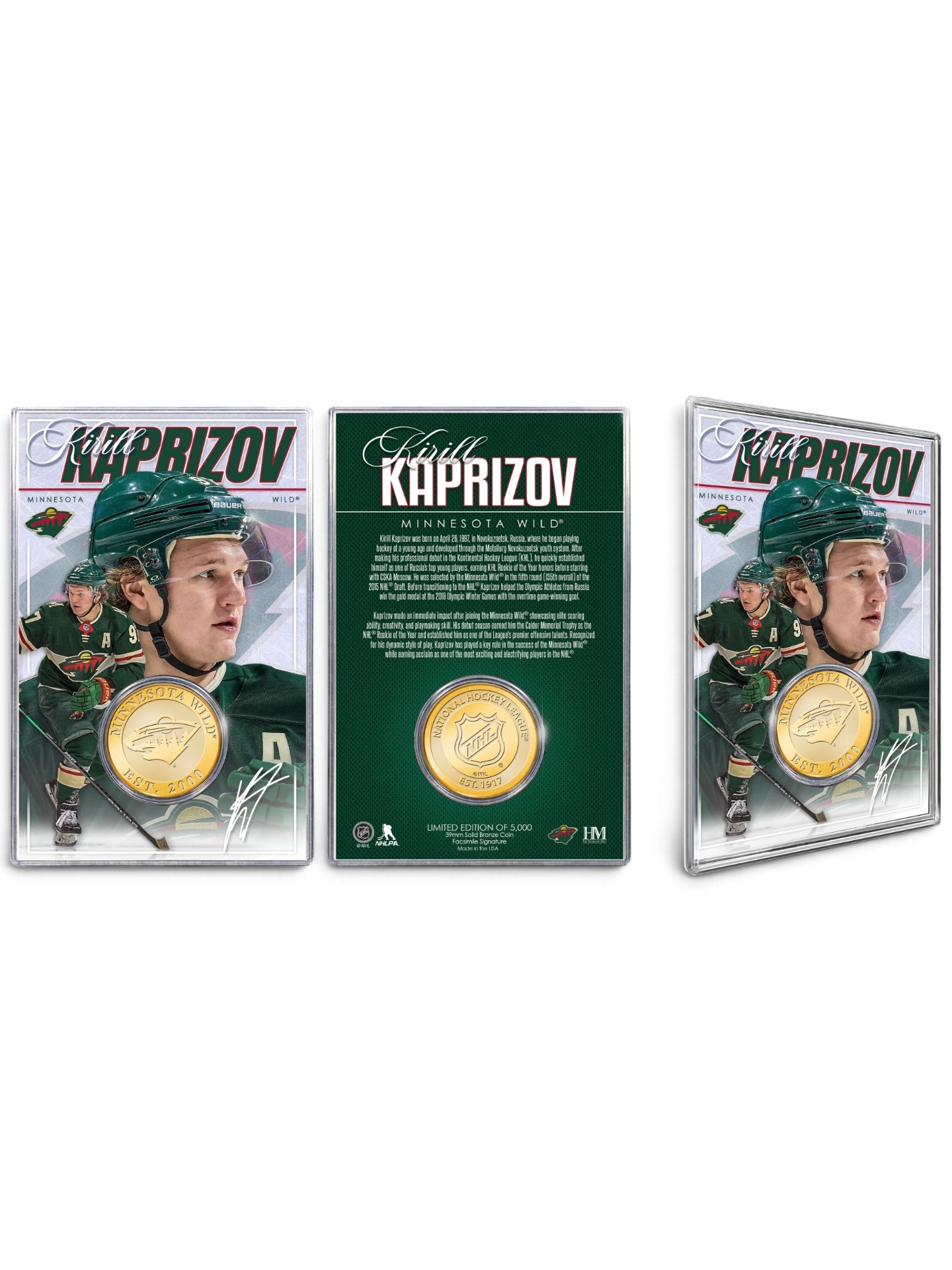 Kirill Kaprizov Minnesota Wild Acrylic Bronze Coin Card
