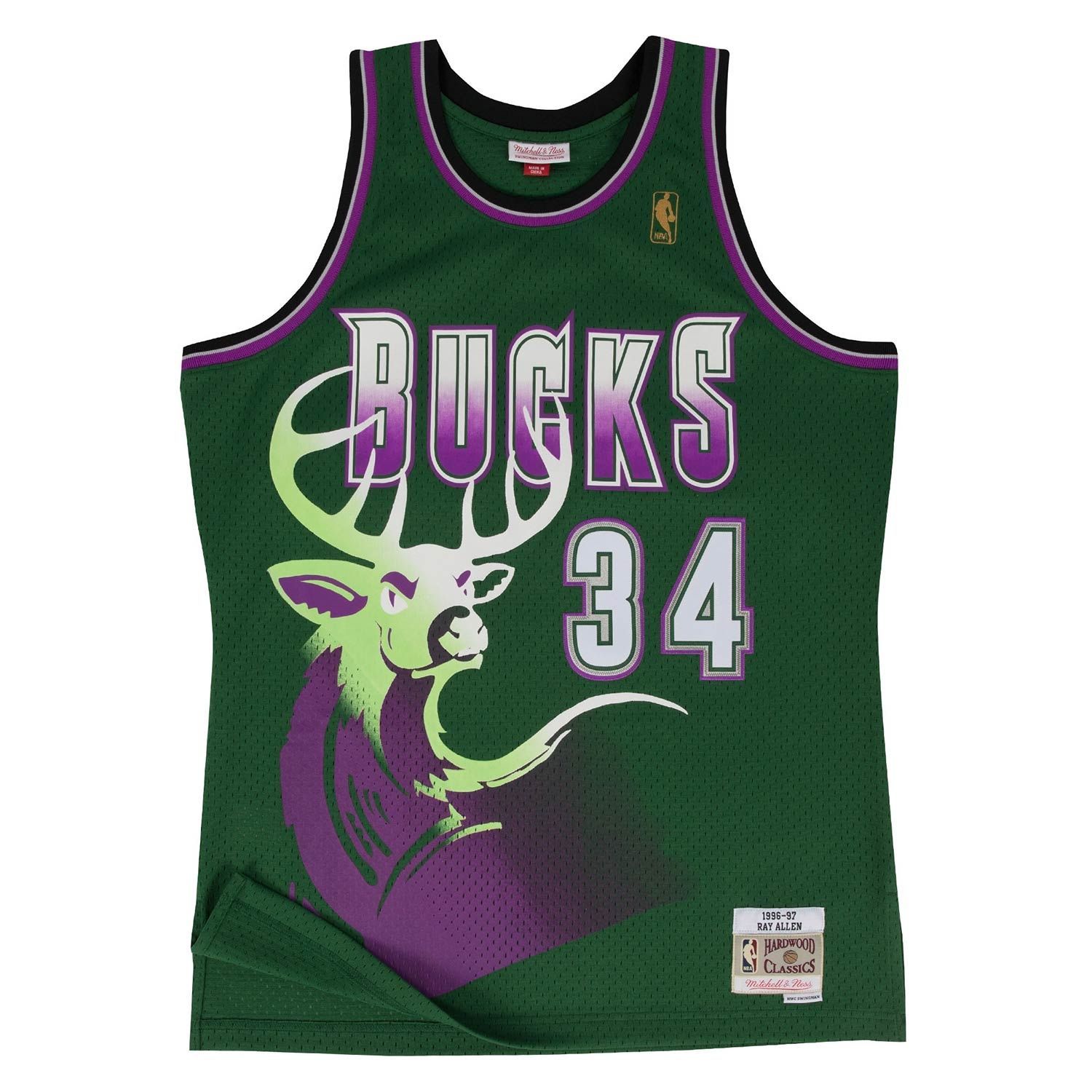 Ray Allen #34 Milwaukee Bucks 1996-97 Mitchell & Ness Swingman NBA Trikot Grün
