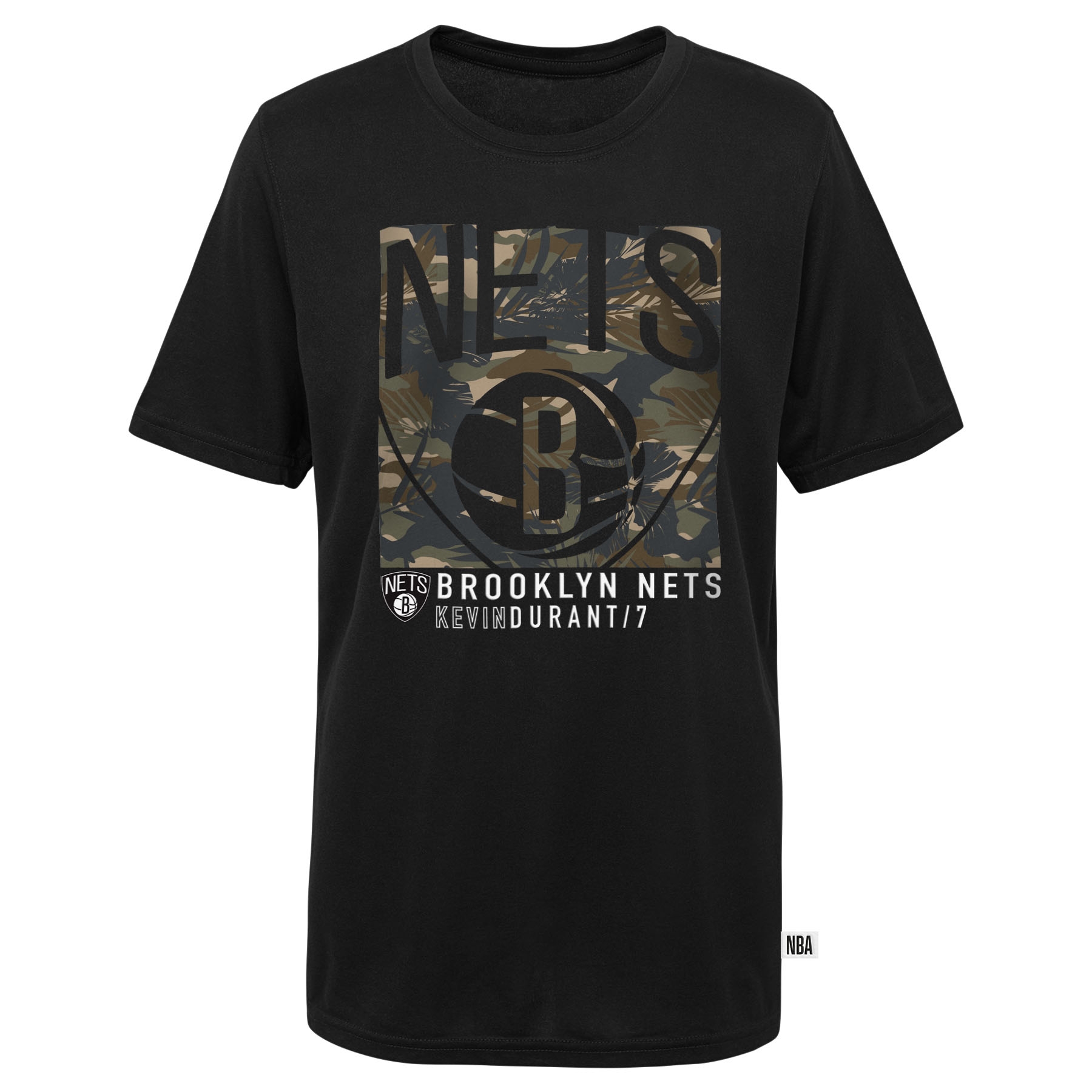 Kevin Durant Brooklyn Nets Camo Logo NBA T-Shirt Schwarz