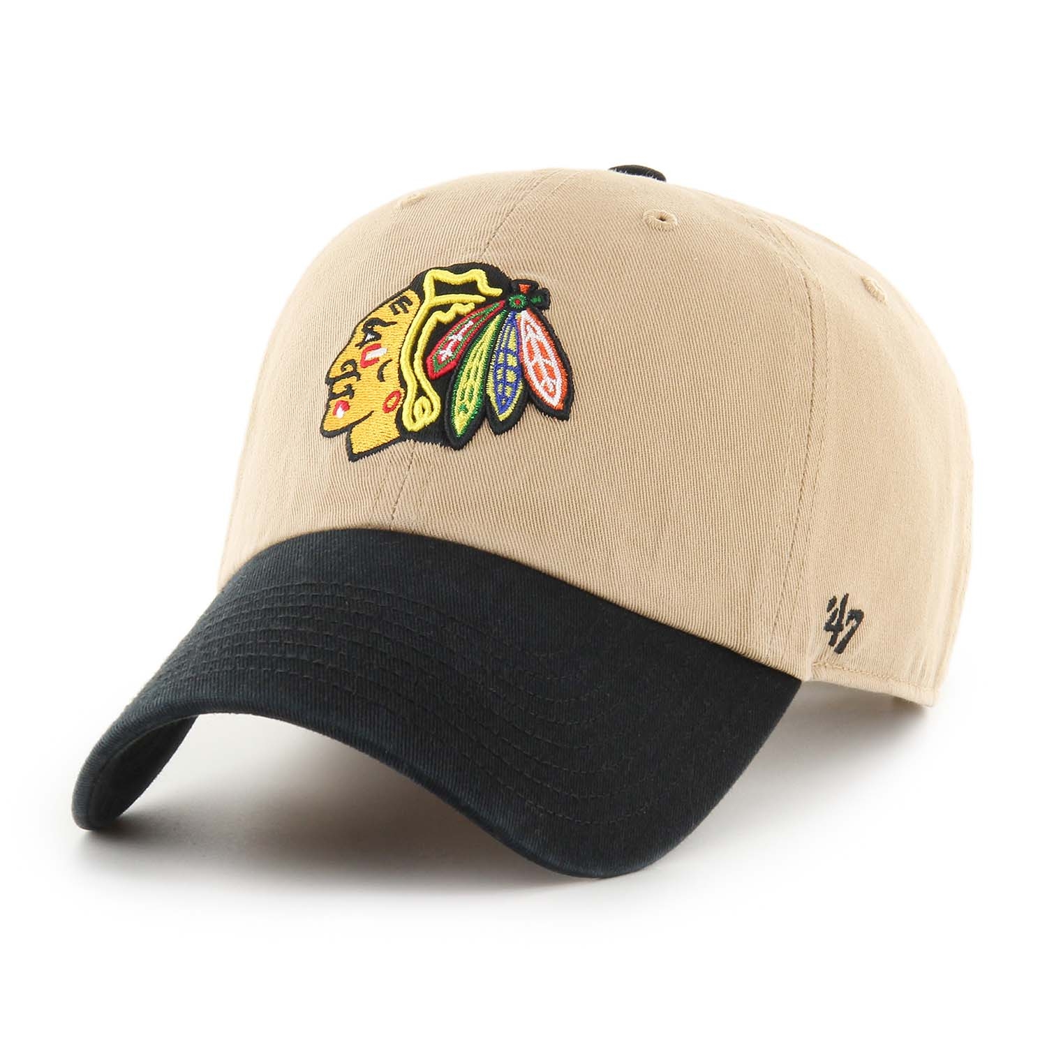 Chicago Blackhawks 2-Tone '47 Clean Up Adjustable NHL Cap Khaki/Black