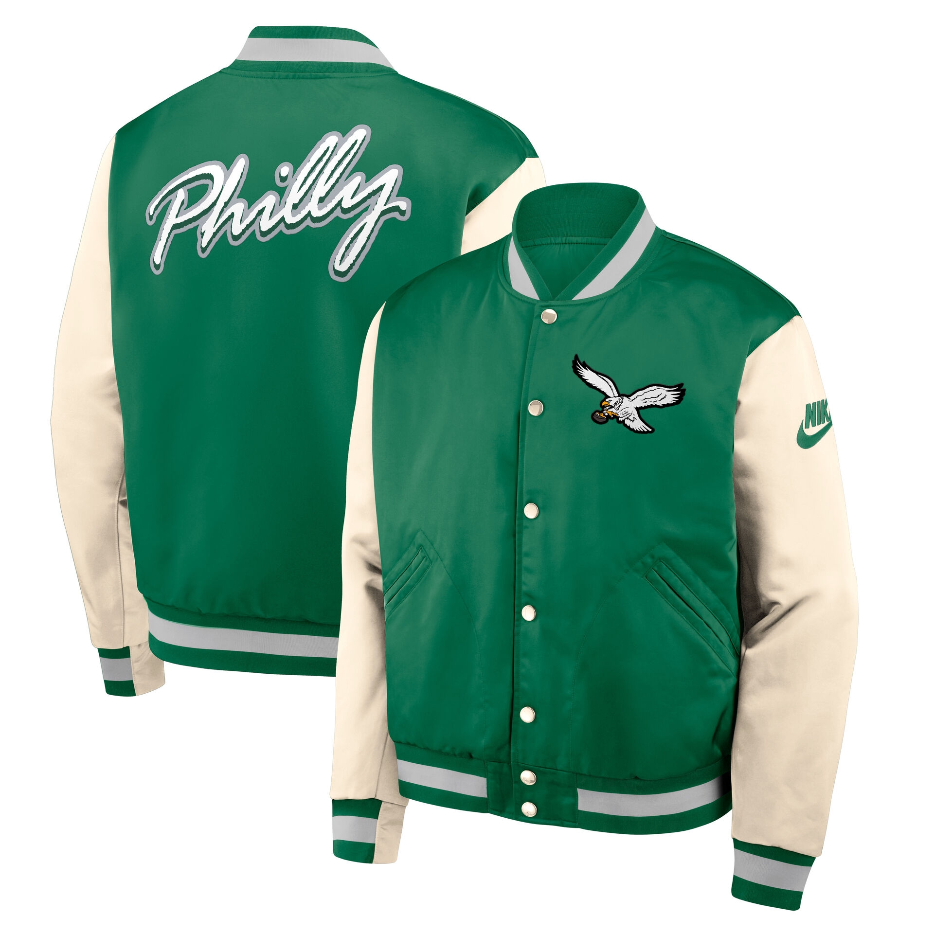 Philadelphia Eagles Rewind Legacy Bomber Jacke Grün/Cream