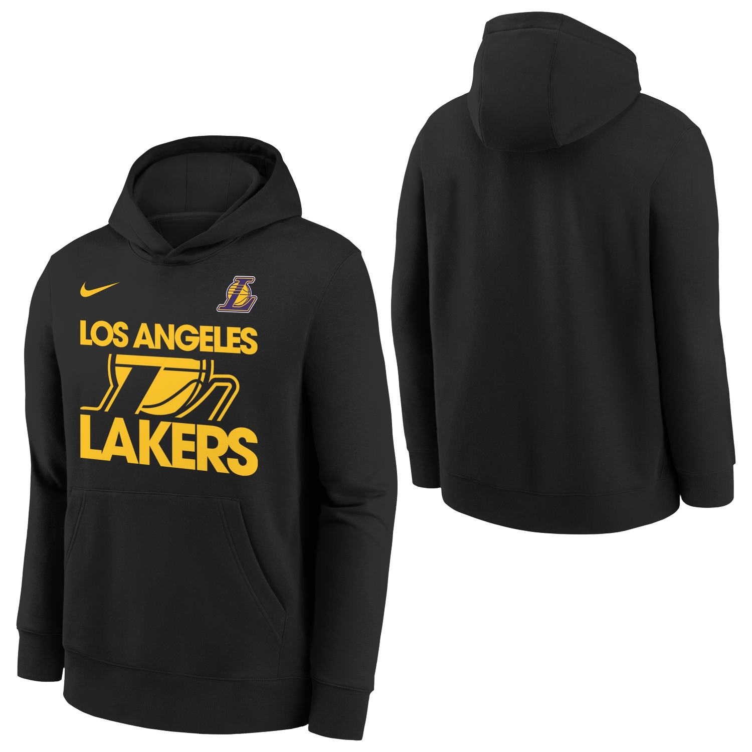 Los Angeles Lakers NBA Courtside Nike Club Hoodie Black (YOUTH)