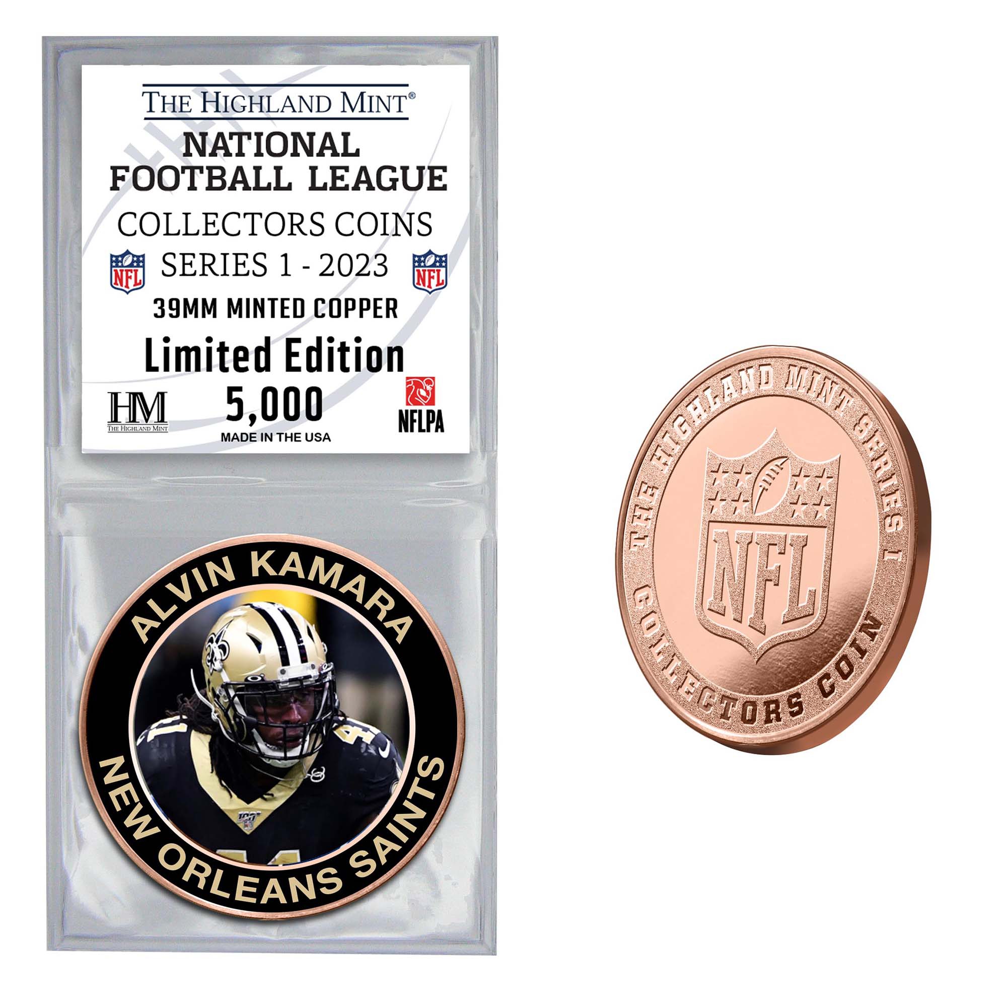 NFL Collectors Coins Series 1 Alvin Kamara New Orleans Saints Gedenkmünze