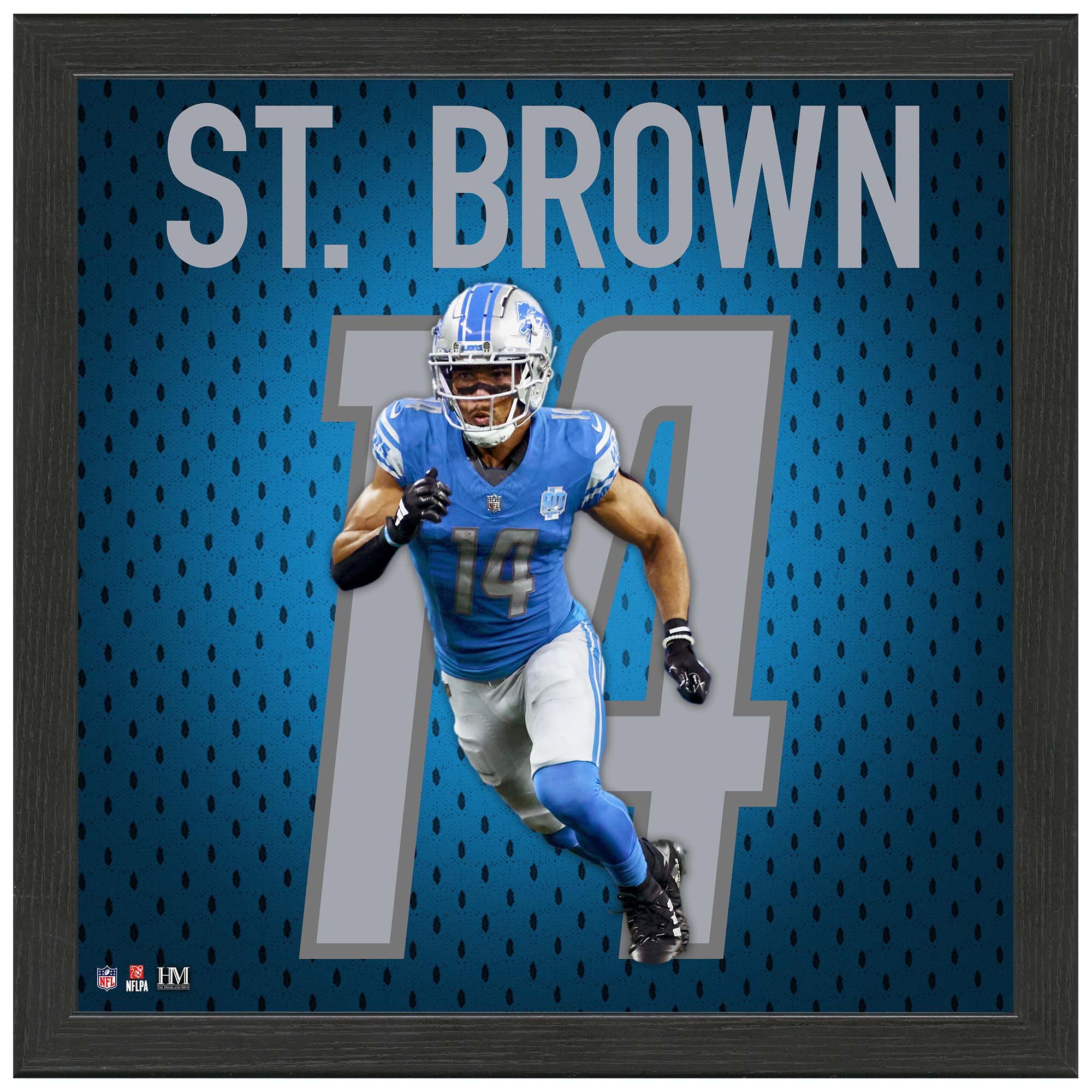 Amon-Ra St. Brown #14 Detroit Lions Jersey Gerahmtes NFL Bild