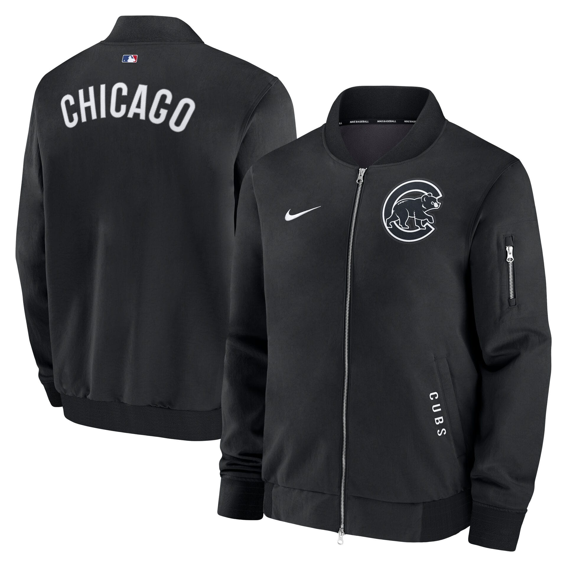 Chicago Cubs 2026 MLB Authentic Dugout Bomber Jacke Schwarz