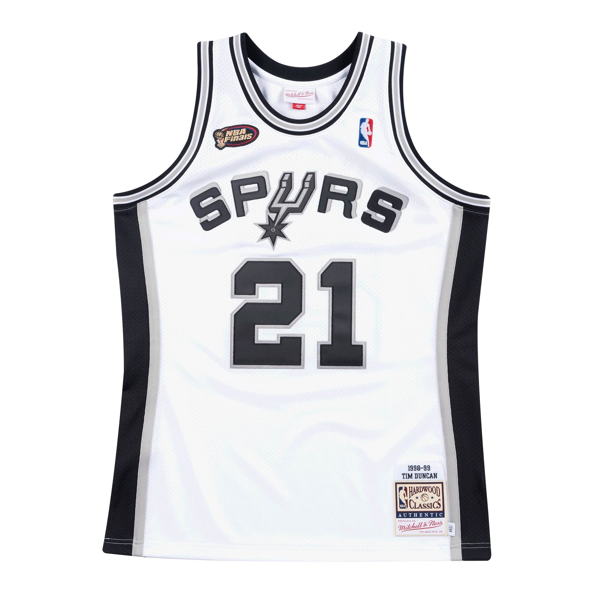 Tim Duncan #21 San Antonio Spurs 1998-99 Mitchell & Ness Authentic NBA Trikot Weiß