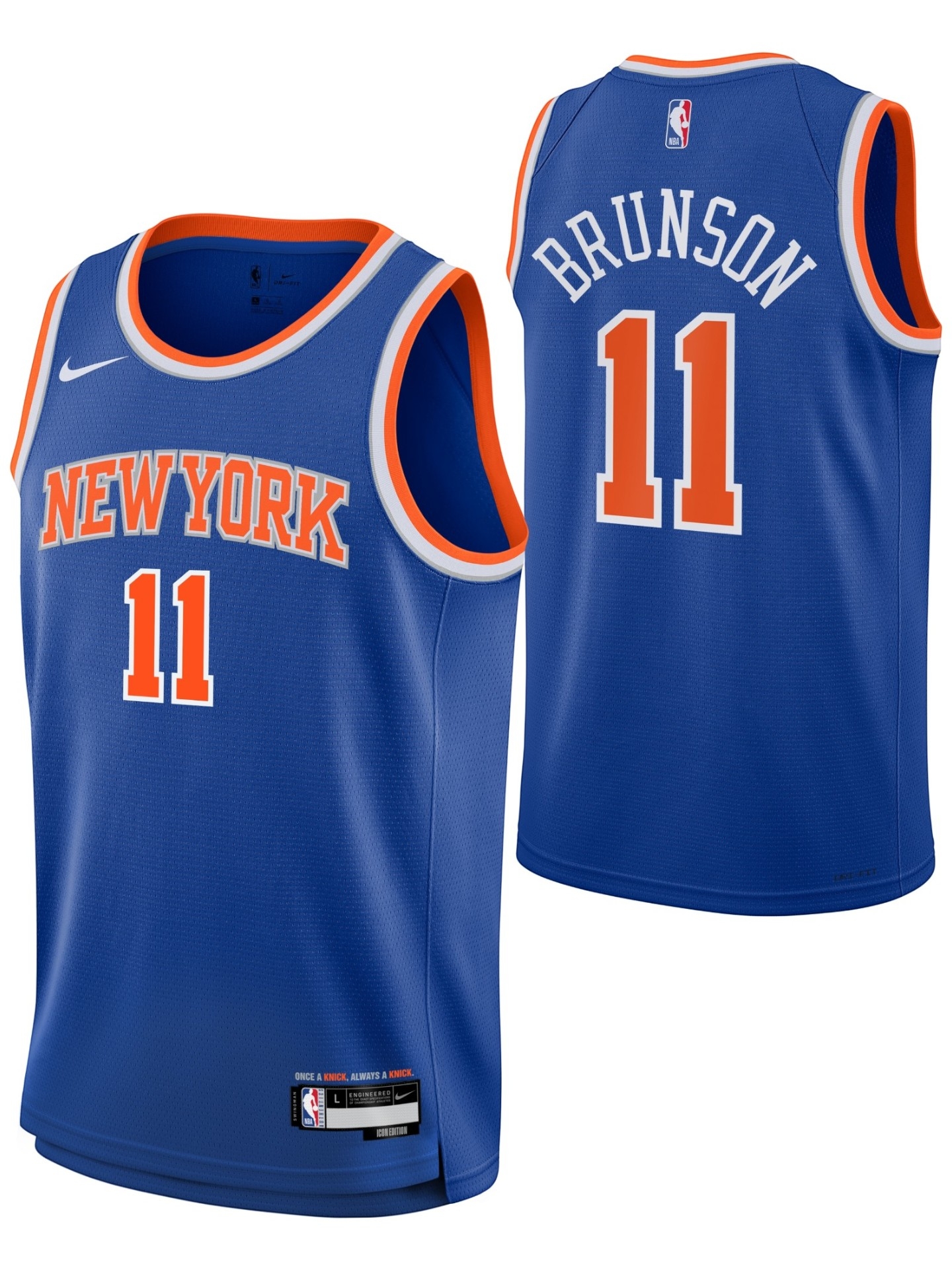 Jalen Brunson #11 New York Knicks Icon Swingman NBA Jersey Blue (YOUTH)