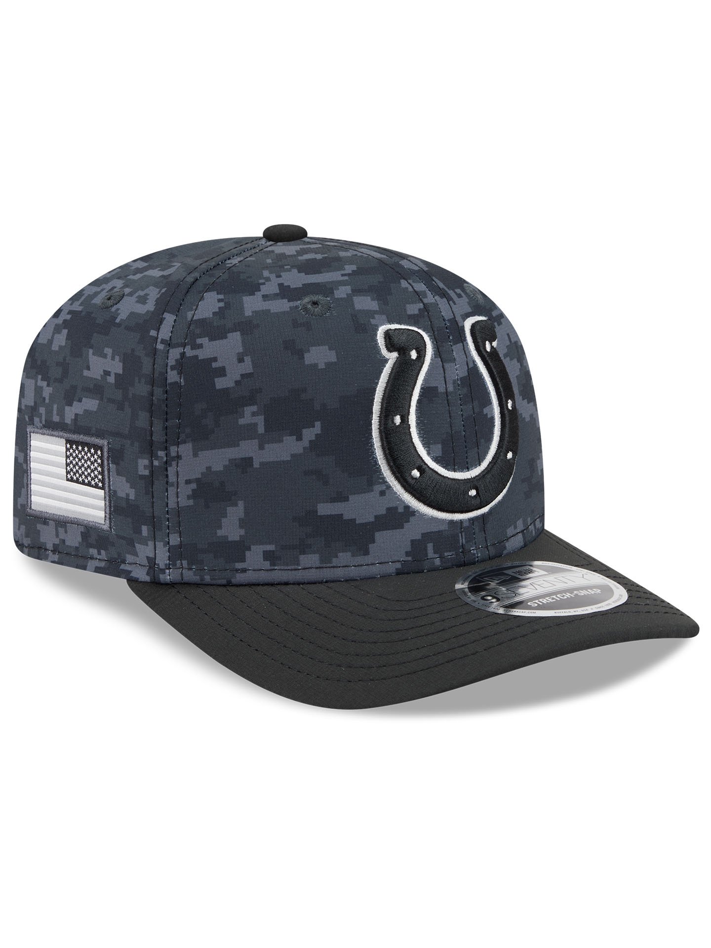 Indianapolis Colts 2026 NFL Salute to Service 9SEVENTY Stretch-Snap Cap Schwarz