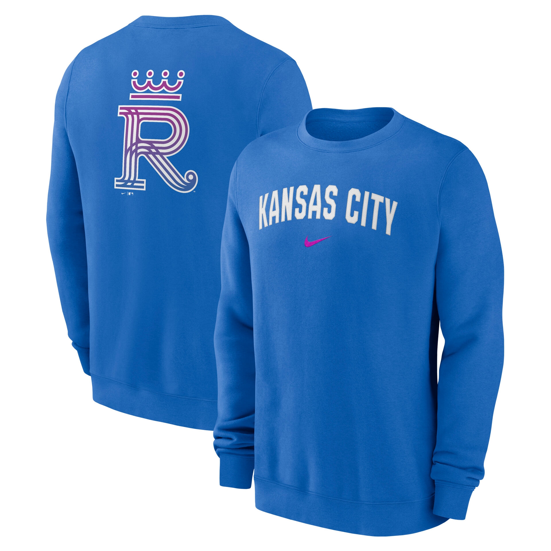 Kansas City Royals City Connect 2-Hit Club Crew Pullover Blau