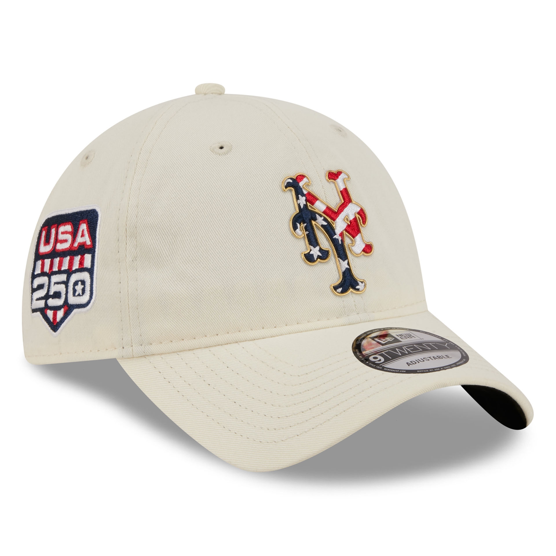 New York Mets 4th of July USA 250 9TWENTY Adjustable Cap Cream